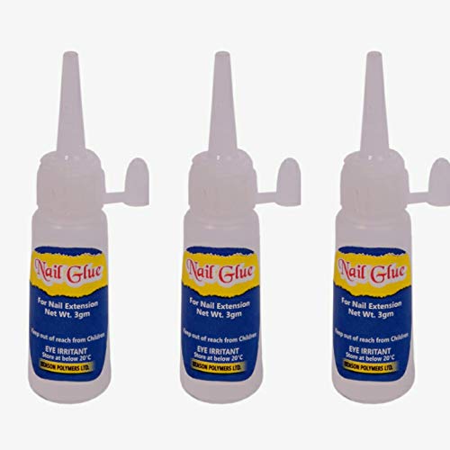 Professional 3-Pack Nail Glue for Artificial Nails - Waterproof Nail Adhesive for Acrylic Nails, Nail Art & Fake Nail Extensions - Strong Bonding for Salon & Home Manicures (Multi)