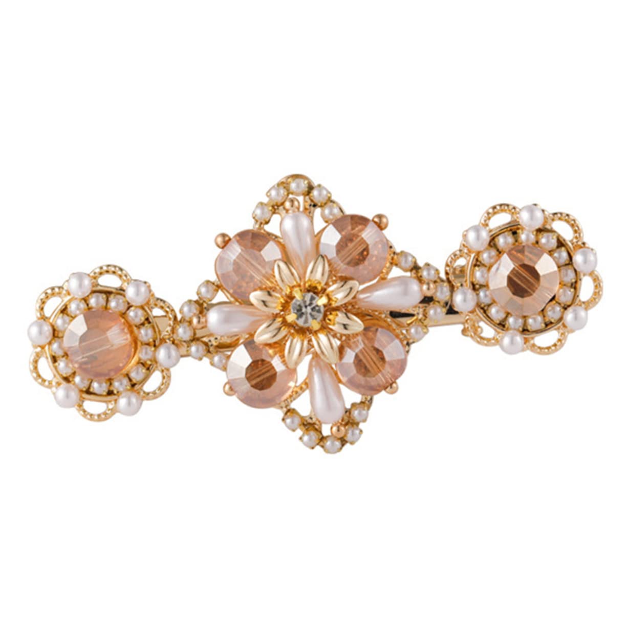 FRCOLOR Vintage Crystal Rhinestone Hair Clip with Pearl Accents - Alloy Metal Snap Barrette for Women, Bridal, Prom, Party - Elegant Hair Accessories Gift for Her