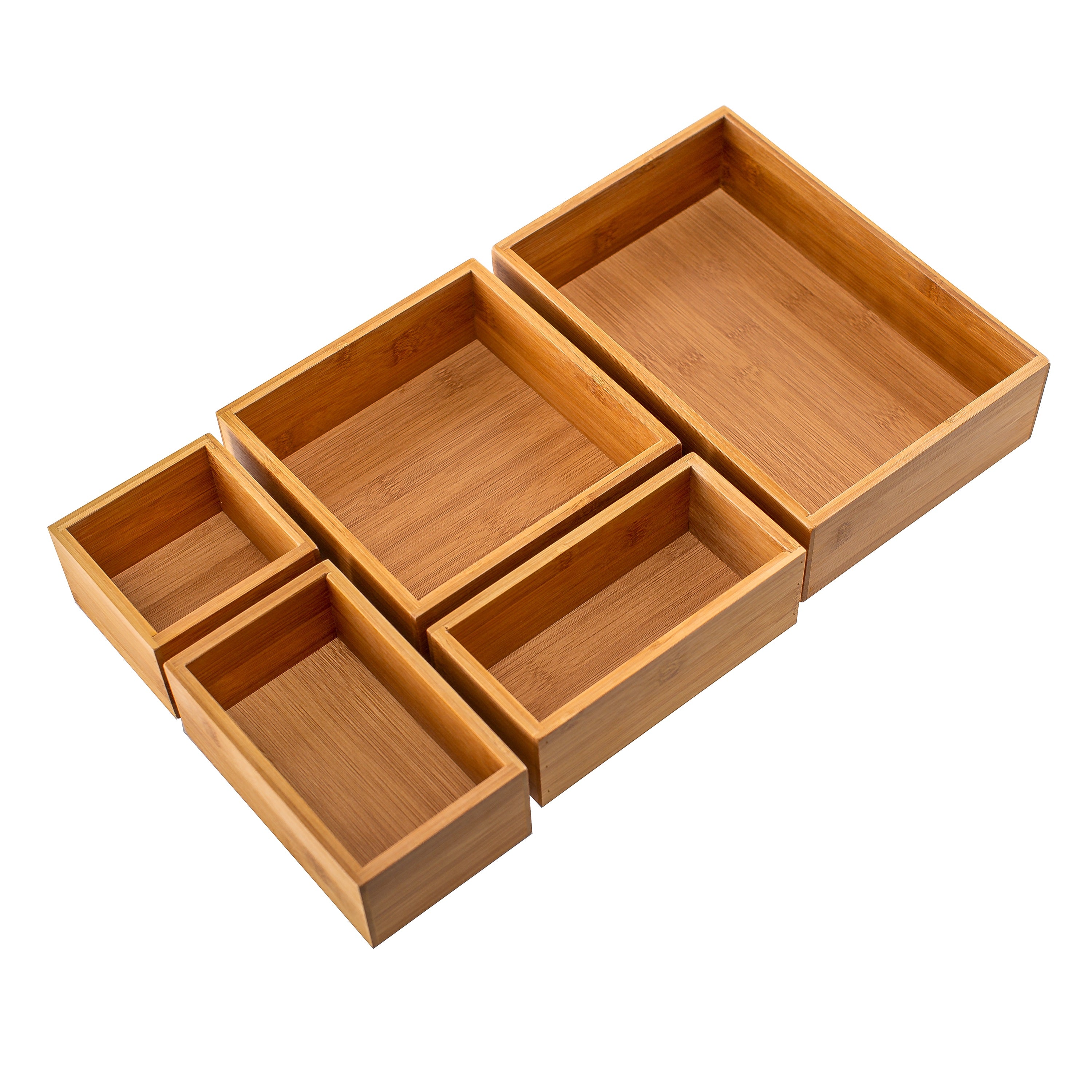 5-Piece Bamboo Storage Set - Organize Kitchen, Bathroom & Office | Eco-Friendly & Durable for Home Organization