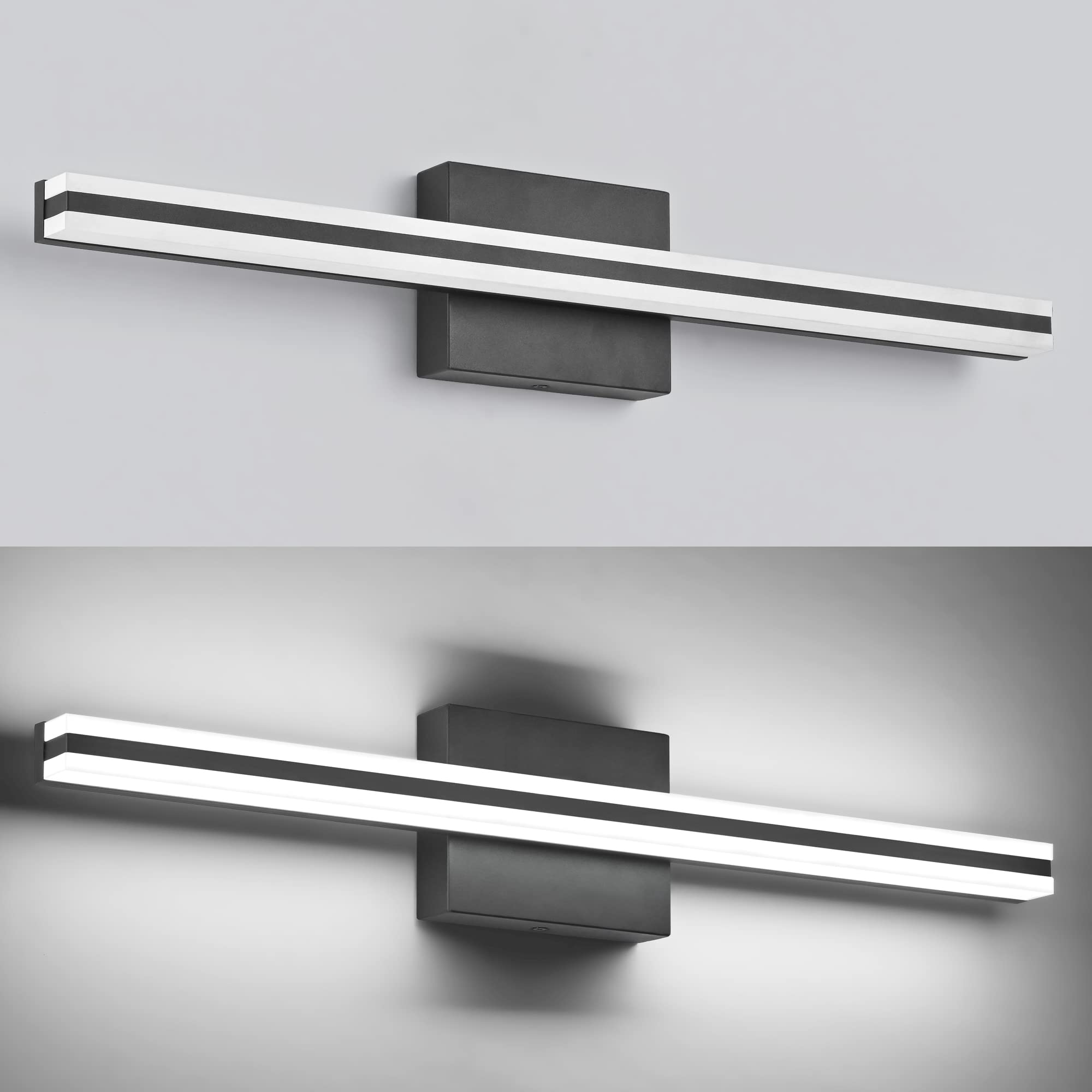 SOLFART Dimmable Black Bathroom Vanity Lights - Modern Matte Black LED Light Fixtures for Mirror, Perfect for Bathroom Makeup & Shaving Lighting