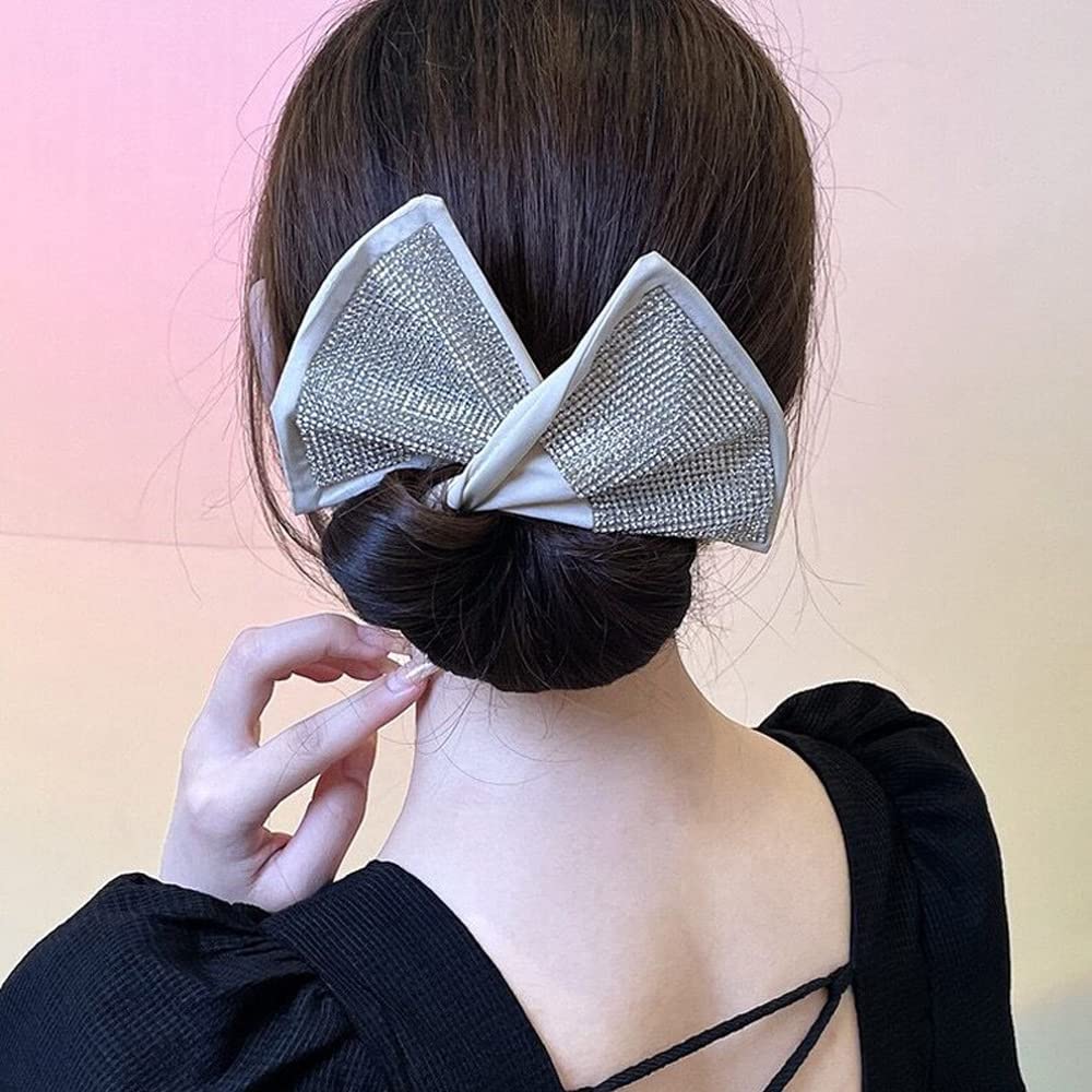 2 Pack Deft Crystal Diamond Hair Bun Maker - Reusable Donut Bun Wraps & Elastic Hair Bands for Women & Girls | Perfect for Updos, Ponytails & Everyday Hairstyles