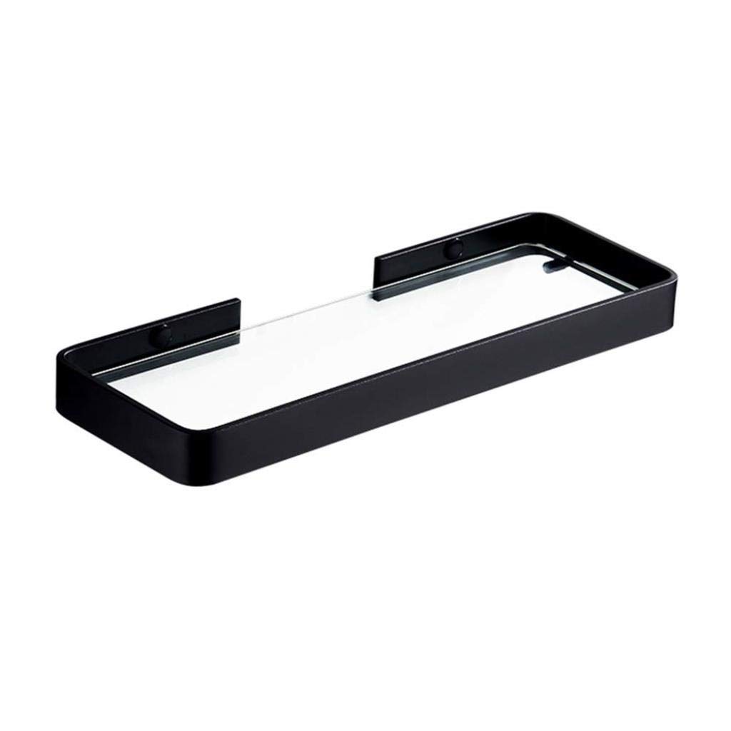 XUXUWA Black Tempered Glass Bathroom Shelf - Shower & Mirror Wall Mount