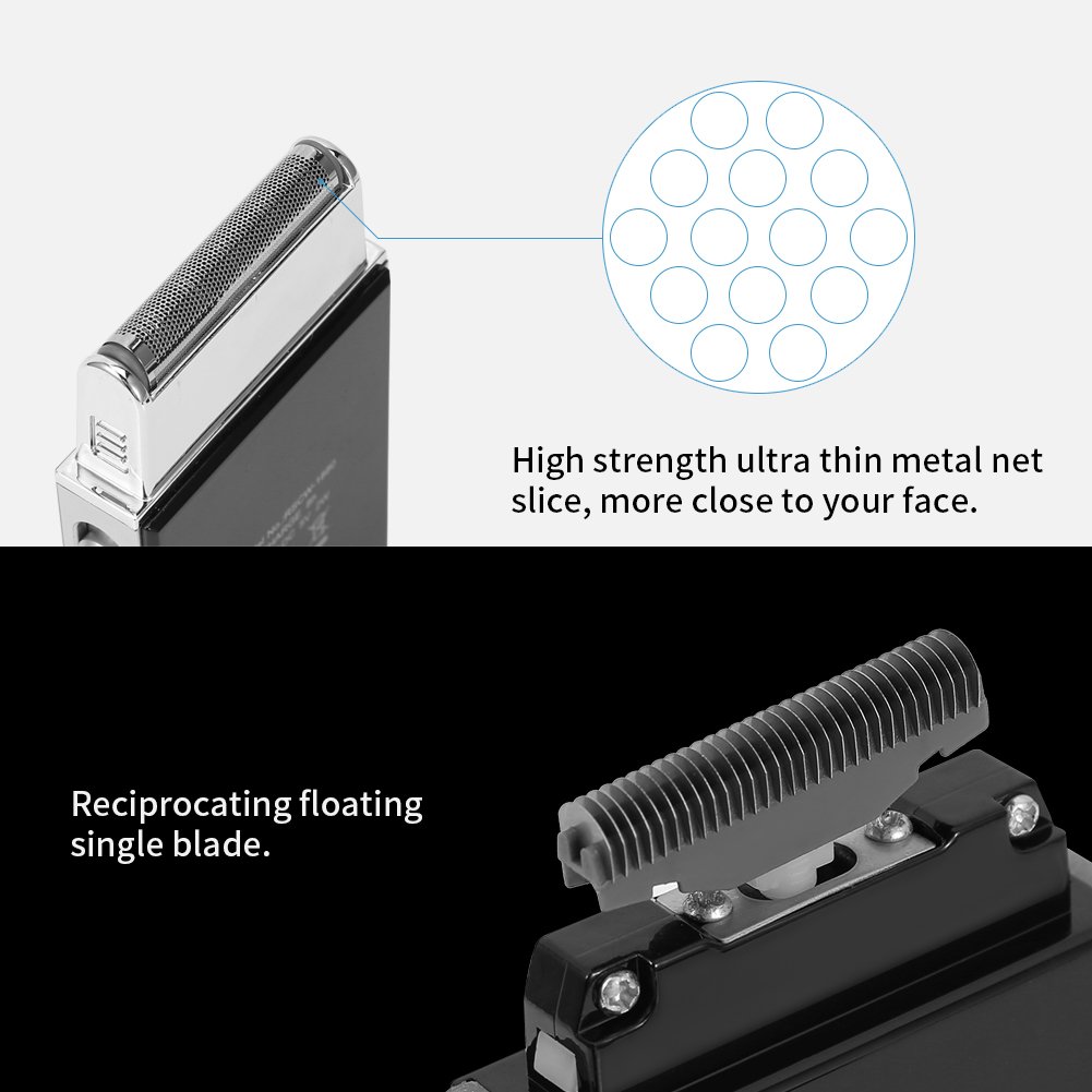 Professional Men's Electric Razor - Ultra Thin Mini Facial Hair Trimmer with USB Rechargeable Battery | Precision Beard Shaver for Smooth Shaving at Home, Travel & Gym
