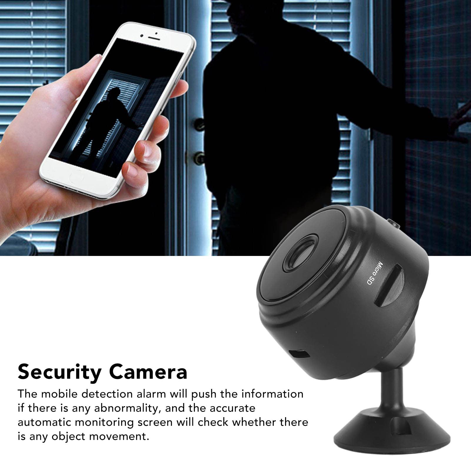 Mini Security Camera 720P HD - Indoor/Outdoor WiFi Surveillance Camera with 120° Wide Angle, Night Vision & Motion Detection - Ideal for Home, Baby Monitor & Elderly Care