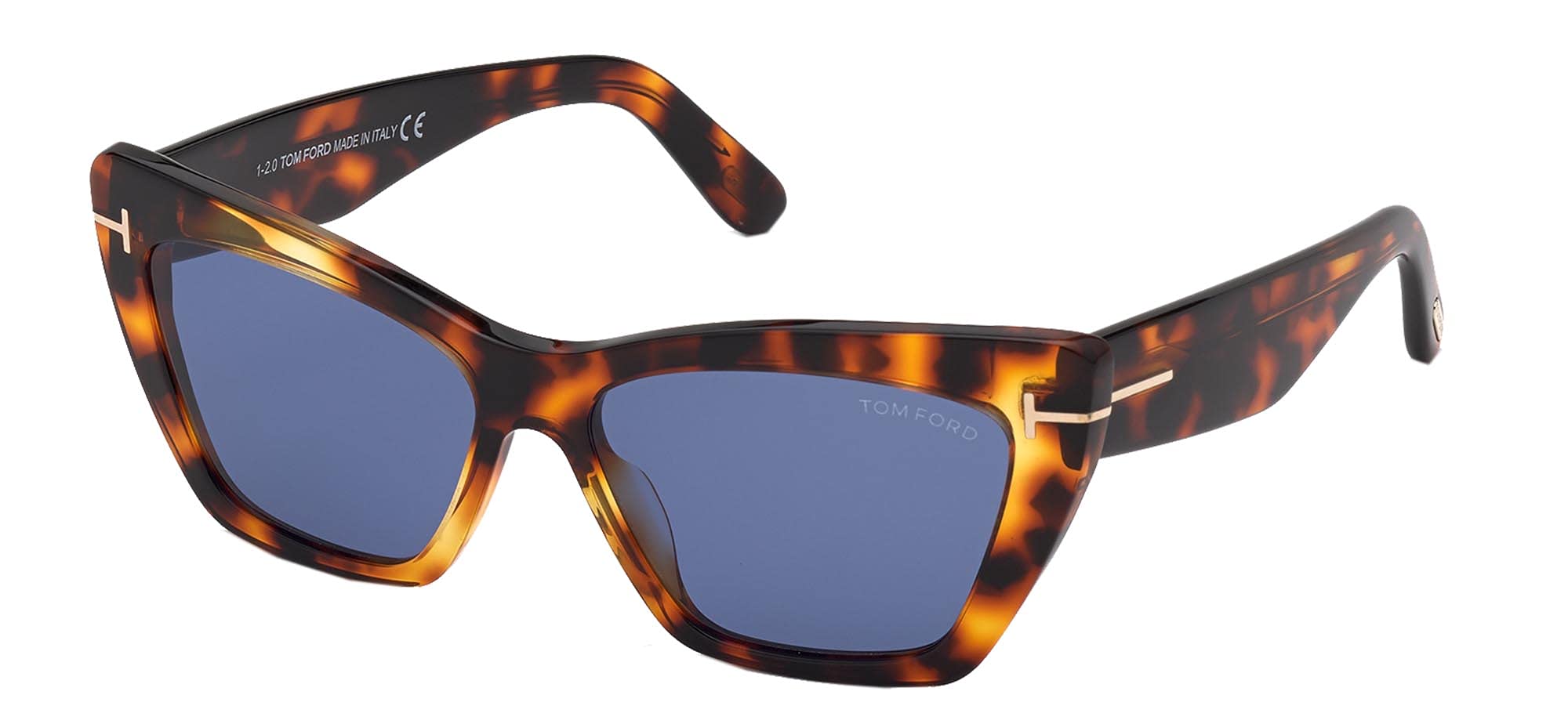 Tom Ford WYATT FT 0871 Havana/Blue 56/15/140 Women's Sunglasses – UV Protection, Fashionable & Lightweight for Outdoor Activities, Beach & Driving