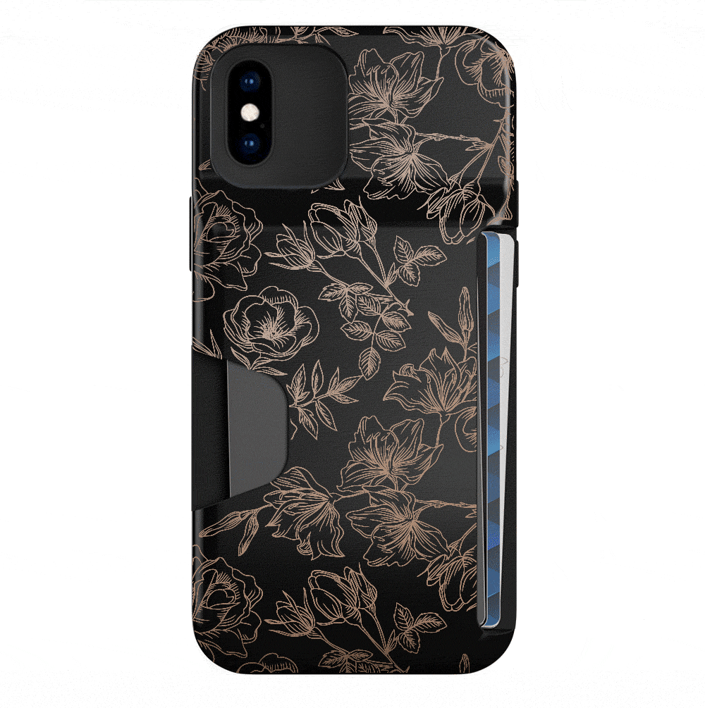 Floral Rose Gold iPhone Wallet Case - Slim Protective Phone Cover with Card Holder for iPhone 13/14/15 - Perfect for Everyday Use, Travel & Shopping