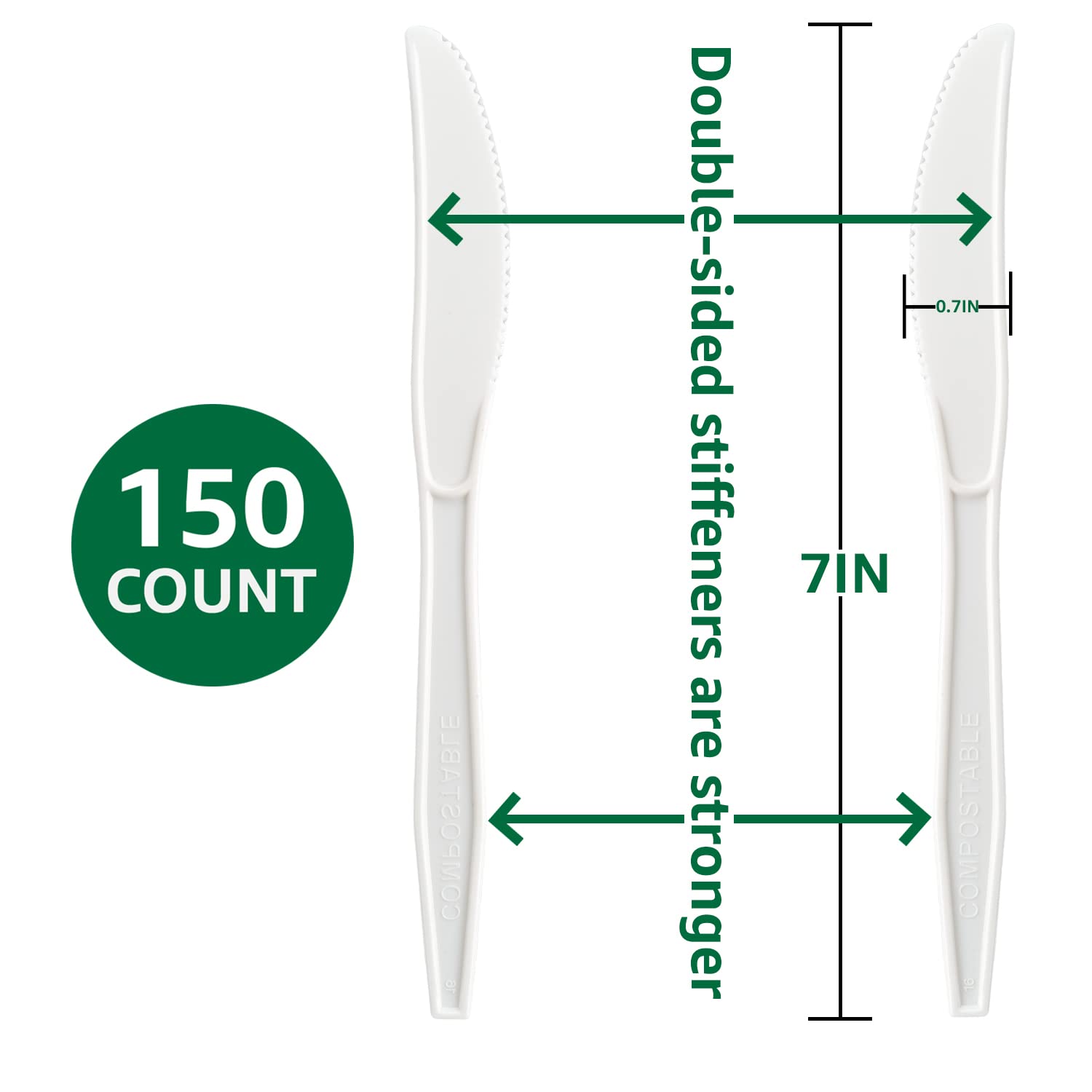 100% Compostable Biodegradable Plastic-Free Cutlery Set - Heavy Duty Eco Friendly Knives Forks Spoons for Wedding, Party, BBQ, Picnic, Camping & Outdoor Dining | Sustainable Disposable Utensils for Home & Commercial Use