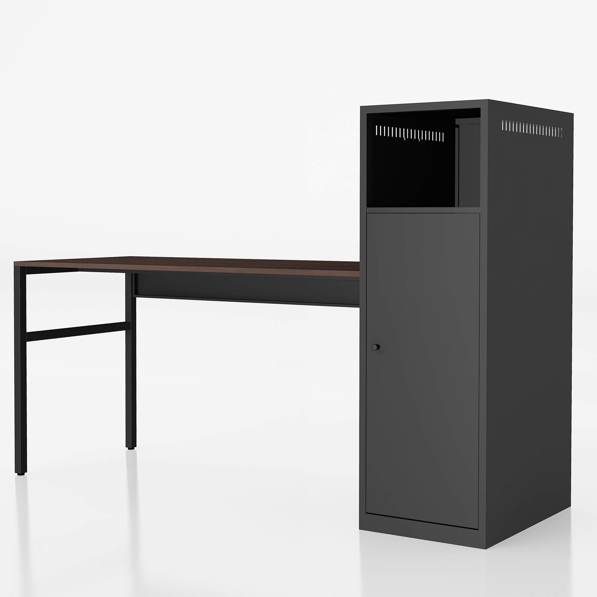 Metal Storage Cabinet with Desk - File Cabinet Locker Office Cupboard for Bedroom, Home & Office Organization | Space-Saving Storage Solution for Files, Books & Supplies