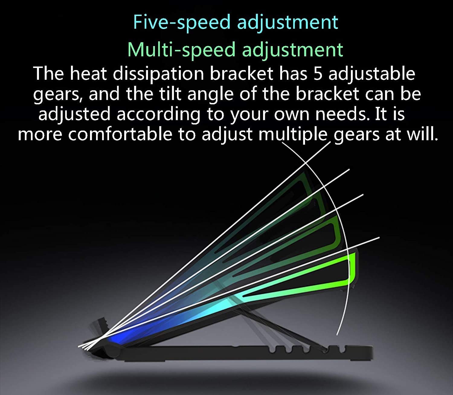 15.6-17.3 Inch Laptop Cooling Pad with Quiet Dual Fans, LED Lights & 2 USB Ports - Adjustable Height Stand for Better Airflow - Perfect for Gaming, Office Work & Home Use