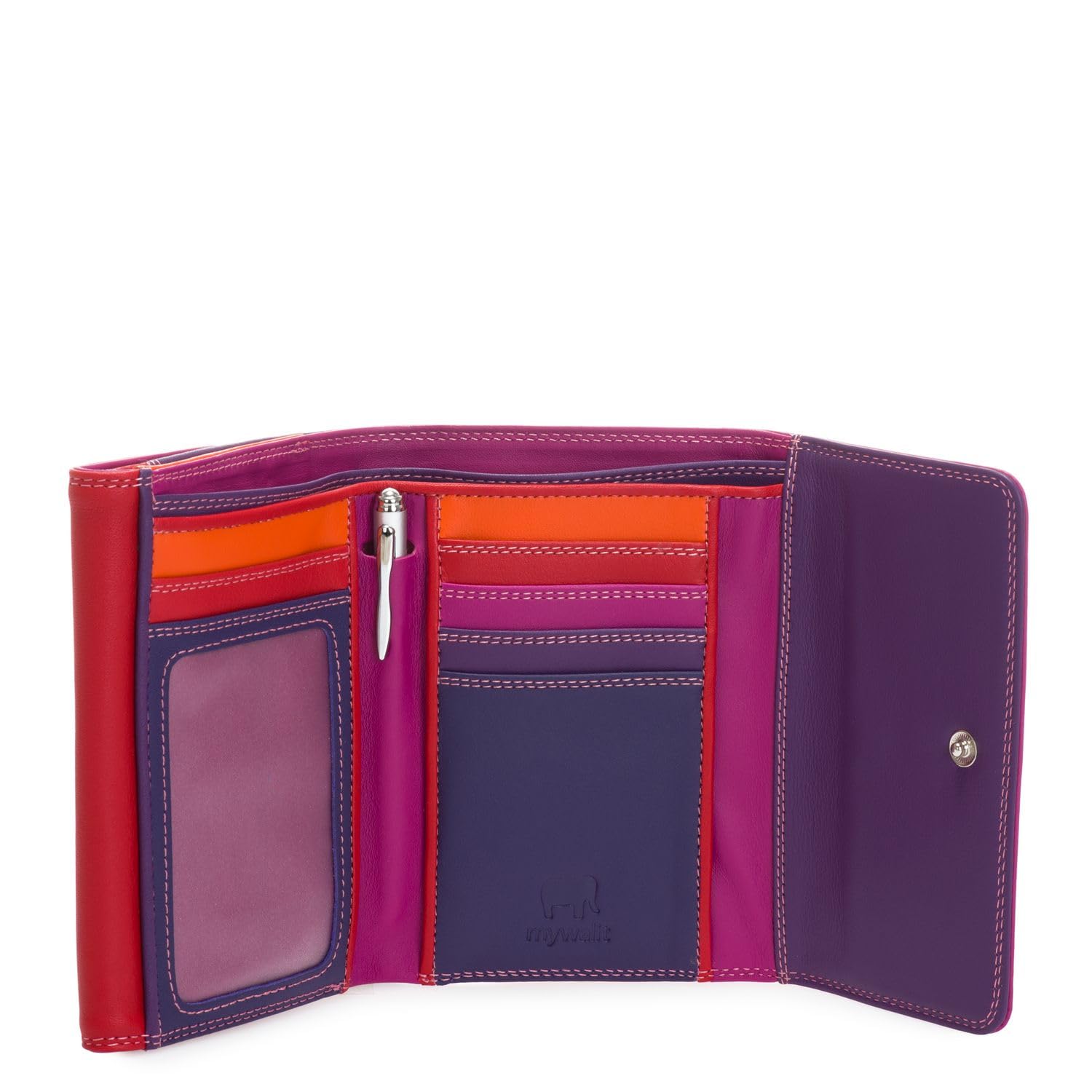 Premium mywalit Double-Flap Leather Wallet for Men & Women - 6 Card Slots, ID Window & Coin Pockets - Elegant Sangria Multi Color - Compact RFID Purse for Credit Cards, Cash & Coins - Ideal for Everyday Carry, Travel & Business Use