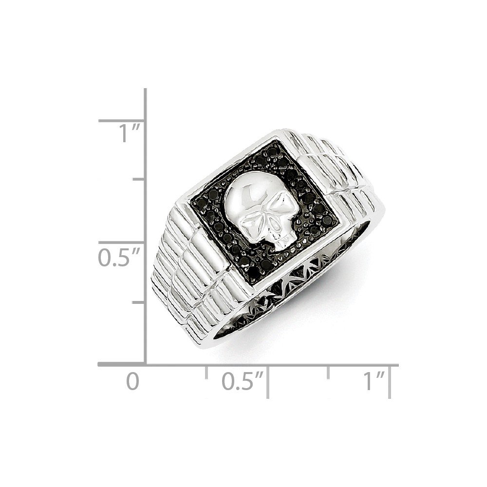 925 Sterling Silver Black Diamond Skull Ring for Men - 1/5ct Square Gothic Punk Jewelry - Perfect for Halloween, Gothic Fashion & Alternative Style