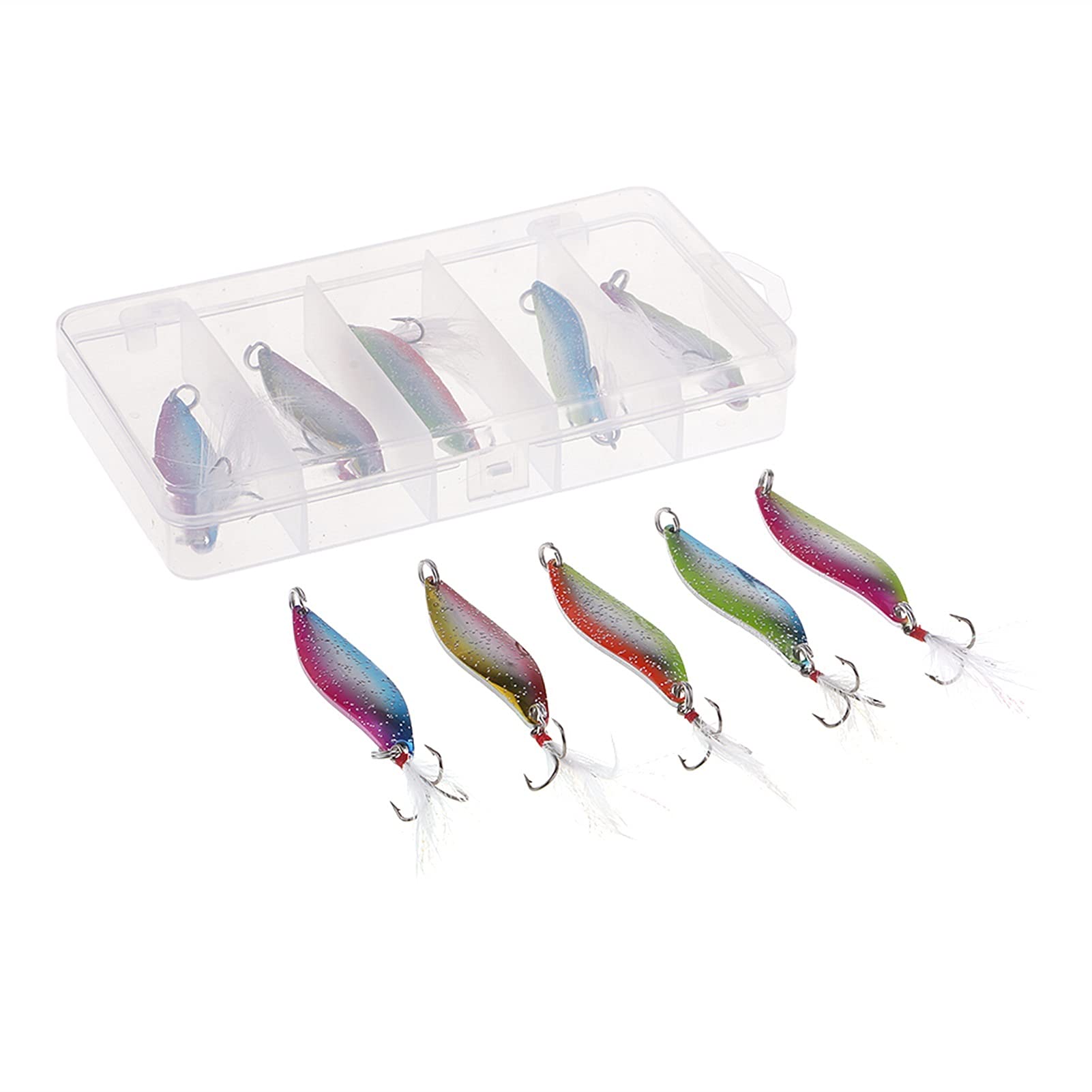 10x Spoon Fishing Lures with Sequins - 8g Trout Hard Bait Wobblers & Attractants for Freshwater Fishing - Perfect for Lake, River and Stream Angling