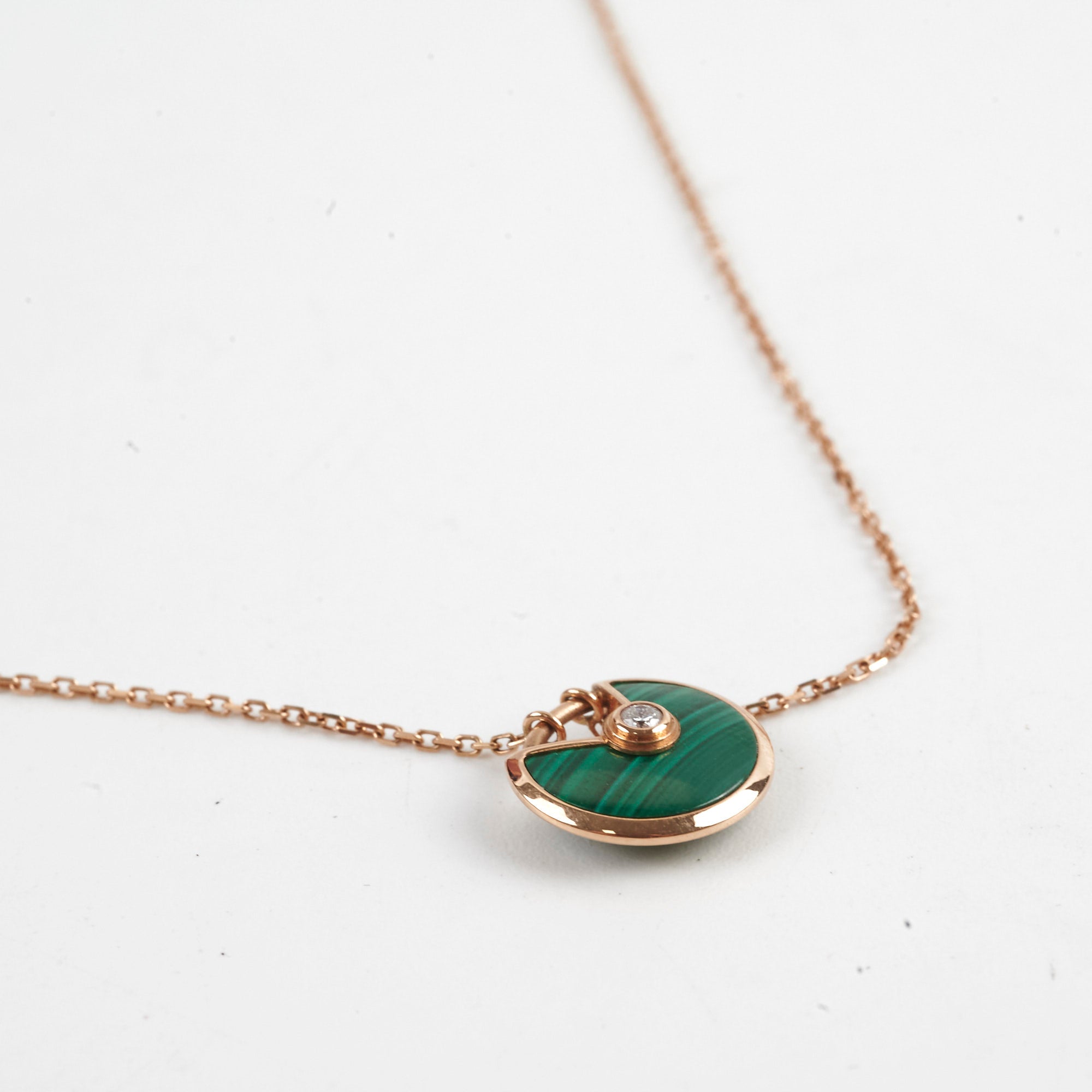Cartier Amulette de Cartier XS Necklace - Green Malachite & Diamond Pendant, 18K Gold, Luxury Jewelry for Women | Perfect for Gifts, Anniversaries & Special Occasions
