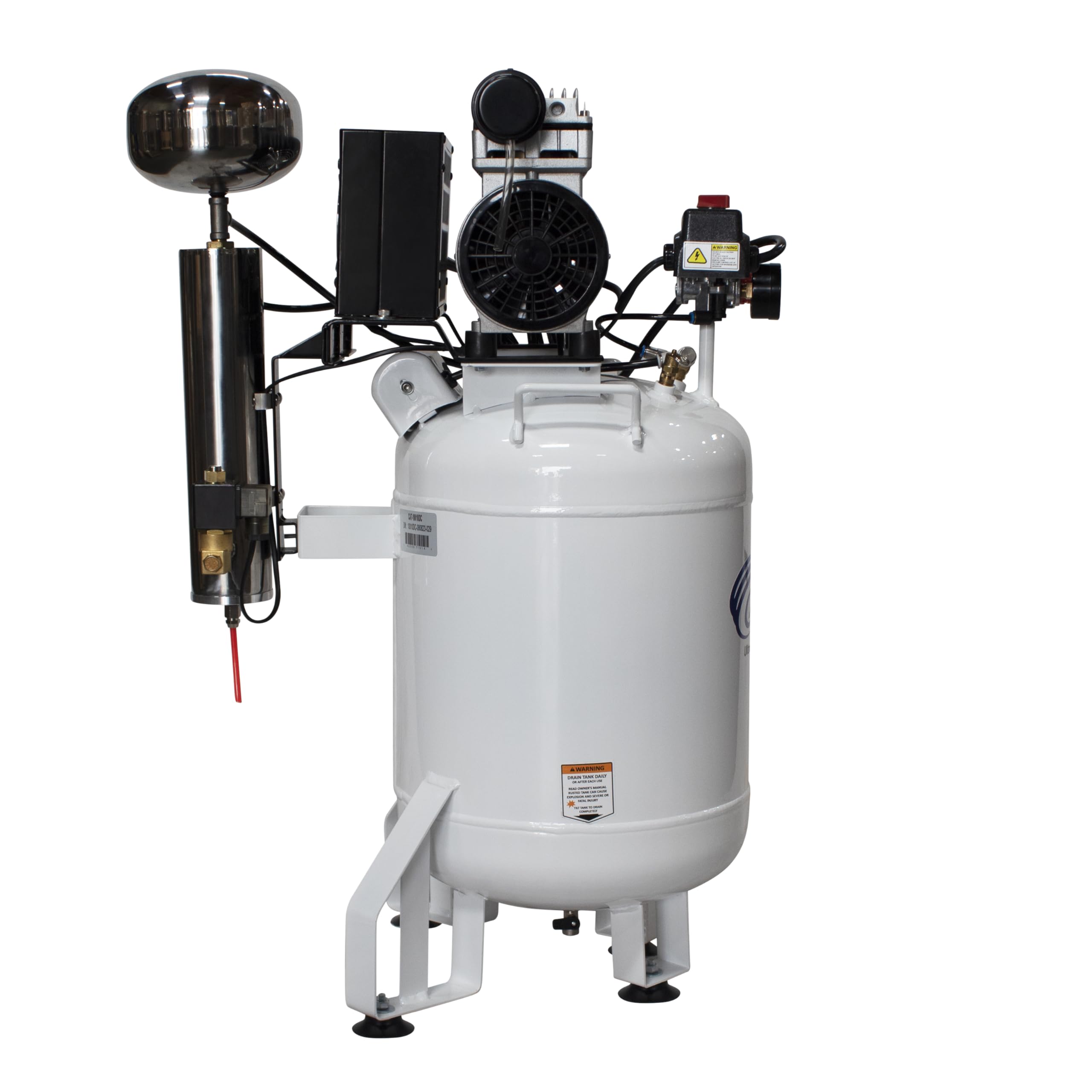 California Air Tools 10010DC Ultra Quiet & Oil-Free 1.0 HP 10-Gallon Steel Tank Air Compressor with Air Drying System - White | Perfect for Home Workshops, DIY Projects & Professional Use