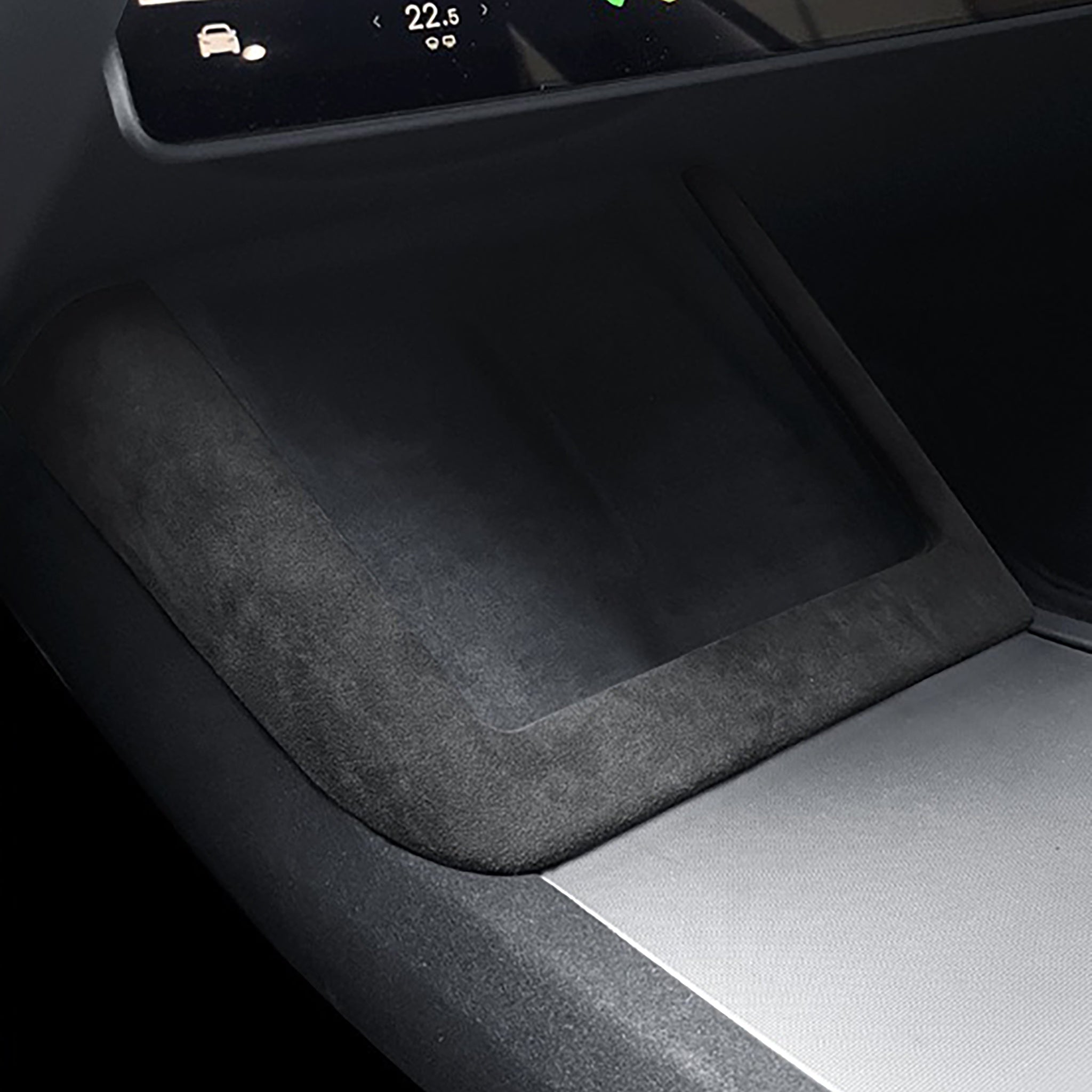 Tesla Alcantara Wireless Charging Pad Frame Cover Compatible with 2024+ Model 3 Highland & 2025+ Model Y Juniper - Premium Car Accessories for Enhanced Interior & Phone Charging Convenience