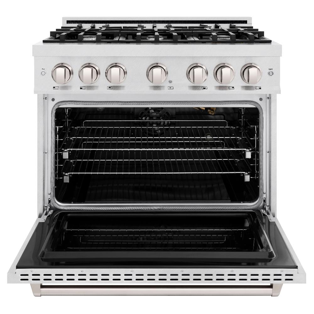 ZLINE 36 Inch 5.2 Cu. Ft. Classic Gas Range with 6 Burner Cooktop & Convection Gas Oven - Satin Stainless Steel (CGRS 36) | Professional Kitchen Appliance for Home Chefs & Cooking Enthusiasts