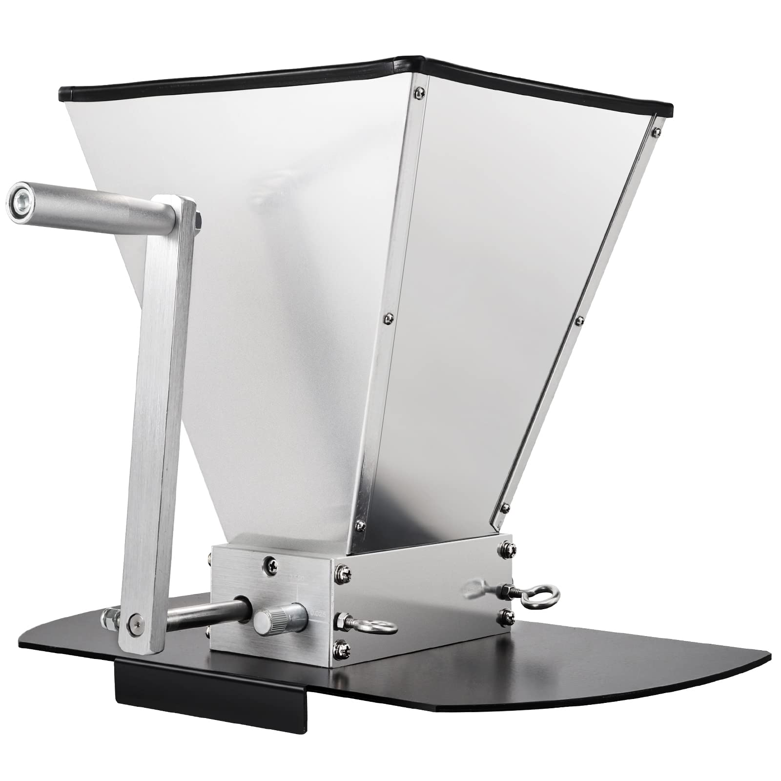 Hilangsan 2-Roller Stainless Steel Manual Grain Mill - Barley Crusher for Home Brewing Beer & Wine - Adjustable Malt Mill with Metal Base & Handle - Compatible with Electric Drills | Perfect for Craft Brewing, Whiskey Making & Bread Baking