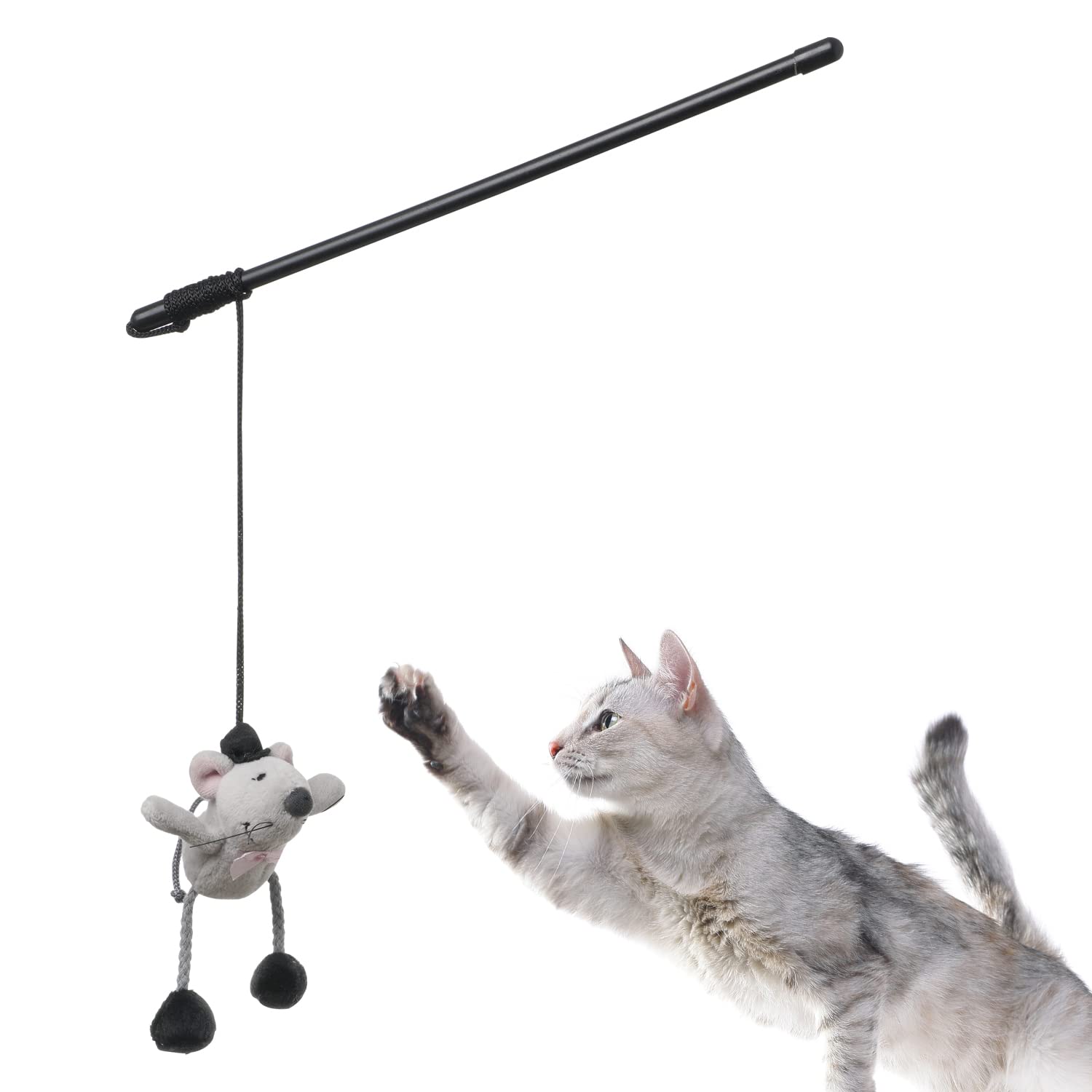 PAZ'S GIFT Interactive Cat Wand Toy with Cute Mouse - Teaser Wand for Indoor Play, Squeaky Fun Kitten Toy for Chase & Exercise - Reduce Boredom for All Cats - Perfect for Playtime, Training & Bonding with Your Feline Friend
