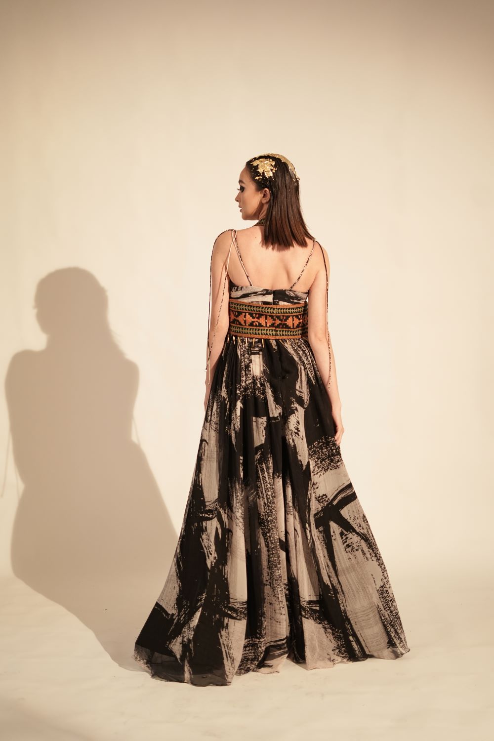 Gille Embroidered Top with Metallic Gold Embellishments - Elegant Blouse for Women's Casual Wear & Special Occasions