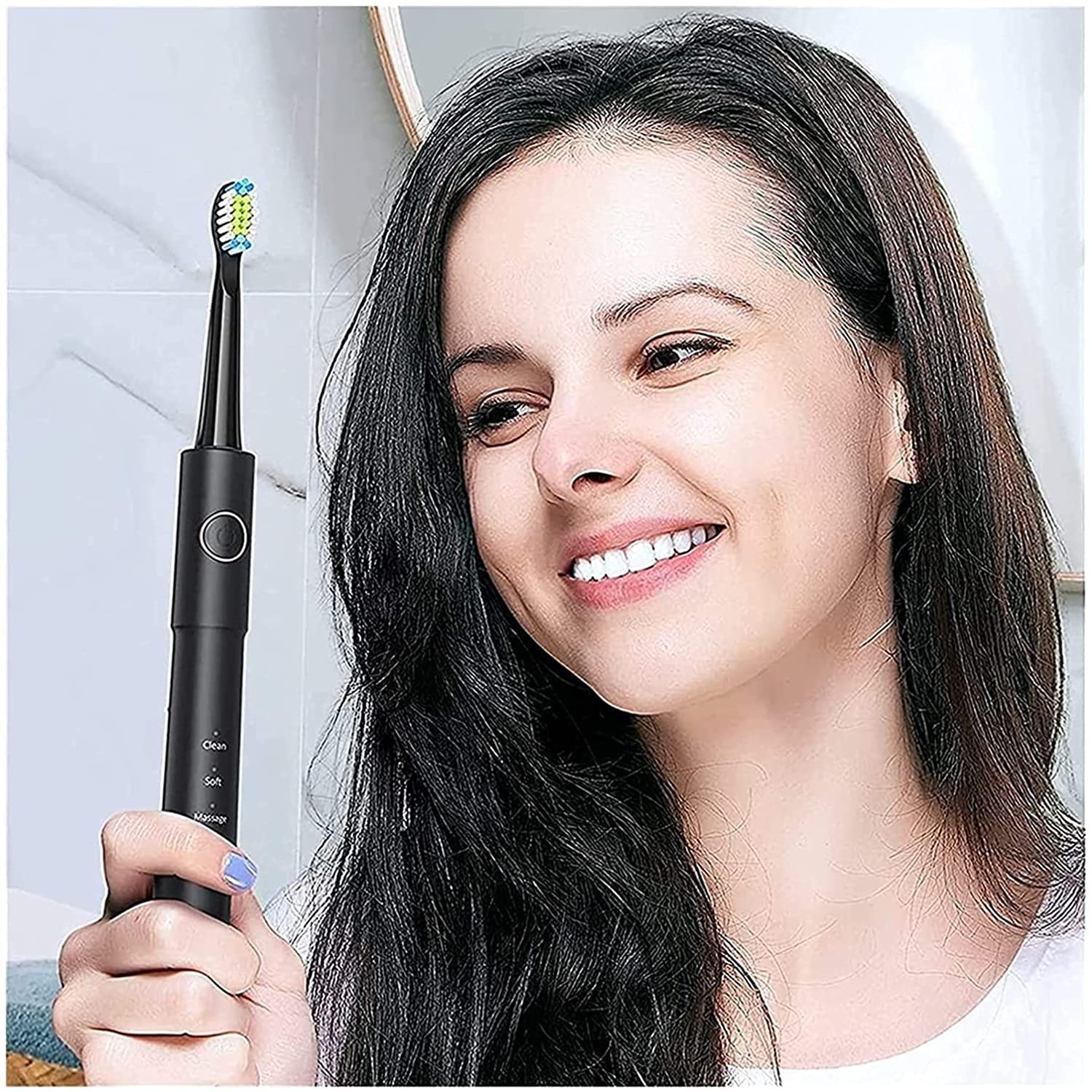 Rechargeable Electric Toothbrush for Adults with 8 Brush Heads & 5 Cleaning Modes - Whitening, Sensitive, Gum Care - Perfect for Travel & Daily Oral Hygiene