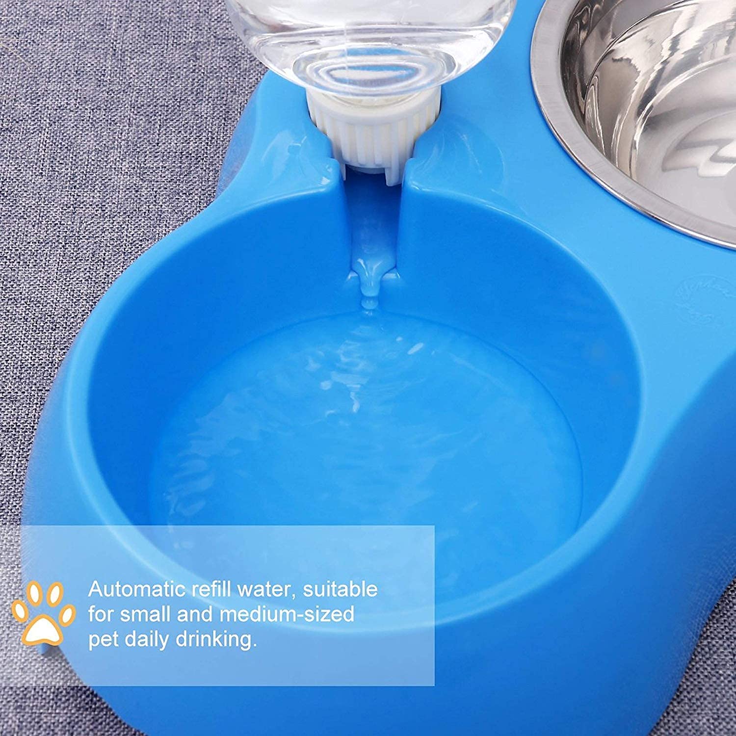**Zyomatiq Dual Stainless Steel Pet Bowls - Non-Slip, No-Spill Dog & Cat Food Bowls with Automatic Water Feeder - Perfect for Small & Medium Pets at Home or Travel**