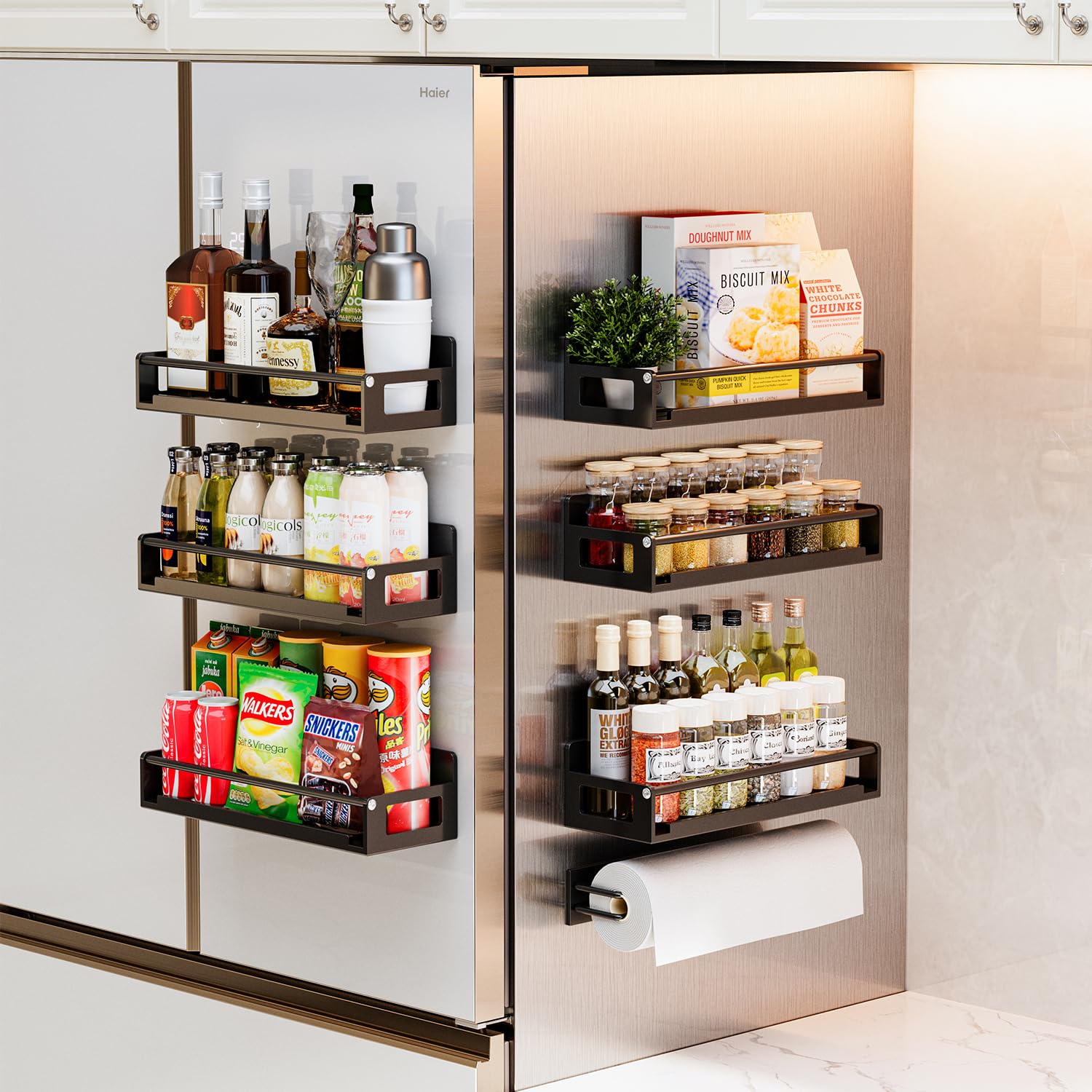 ADBIU 7 Pack Magnetic Spice Rack Organizer - Space Saving Spice Storage for Refrigerator & Oven Door - Strong Fridge Organizer for Kitchen, Pantry & Cabinet (Perfect for Small Spaces & Spice Lovers)