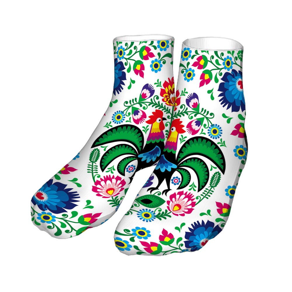 Swono Poland Flowers Novelty Crew Socks - Unisex Cozy Cotton Socks for Men & Women (30cm) - Perfect for Gifts, Casual Wear & Holiday Outfits