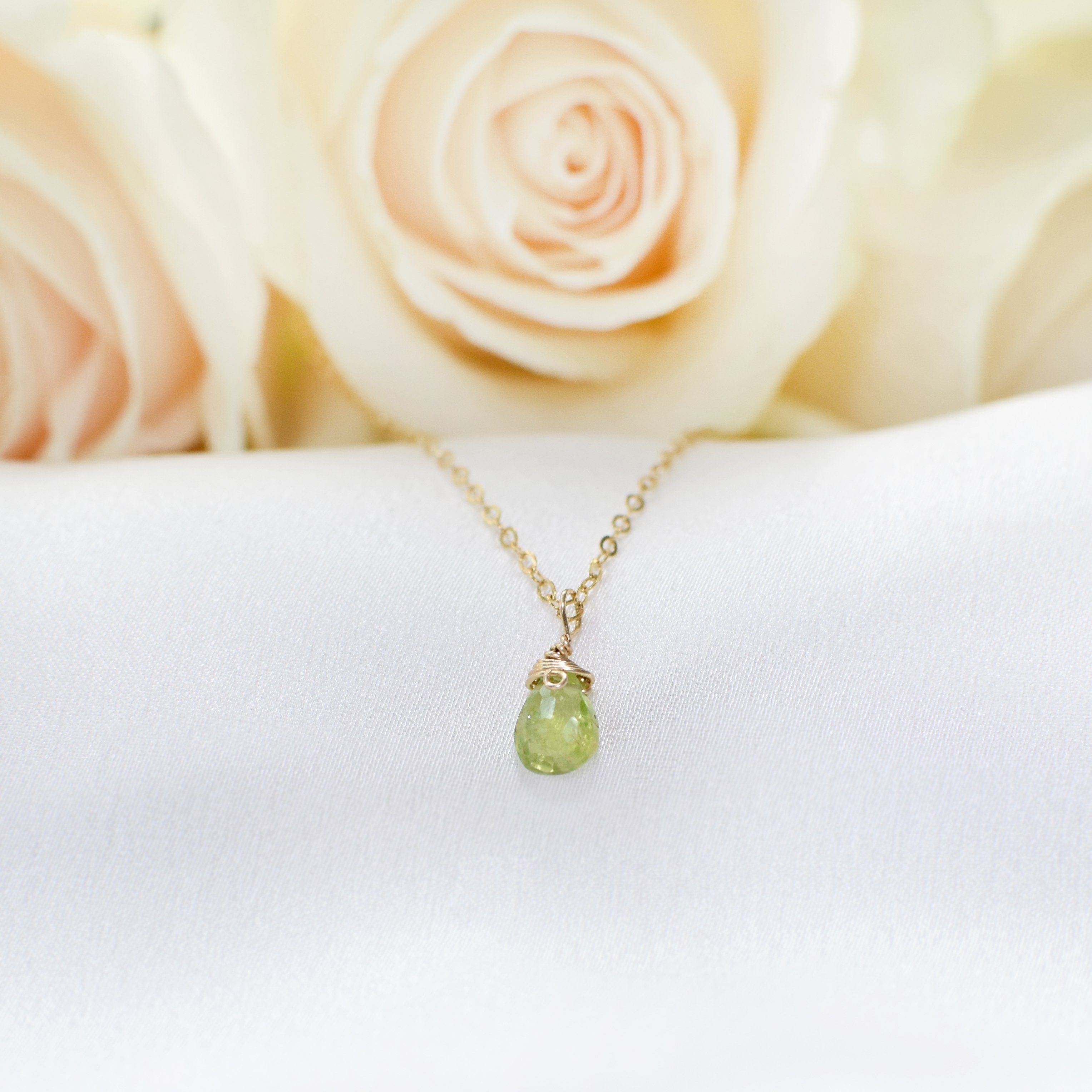 Peridot Faceted Necklace - 14K Gold Filled Wrapped Charm Pendant Jewelry for Women, Gift for Her, Birthday, Anniversary, Valentine's Day | Elegant Everyday Wear & Special Occasions