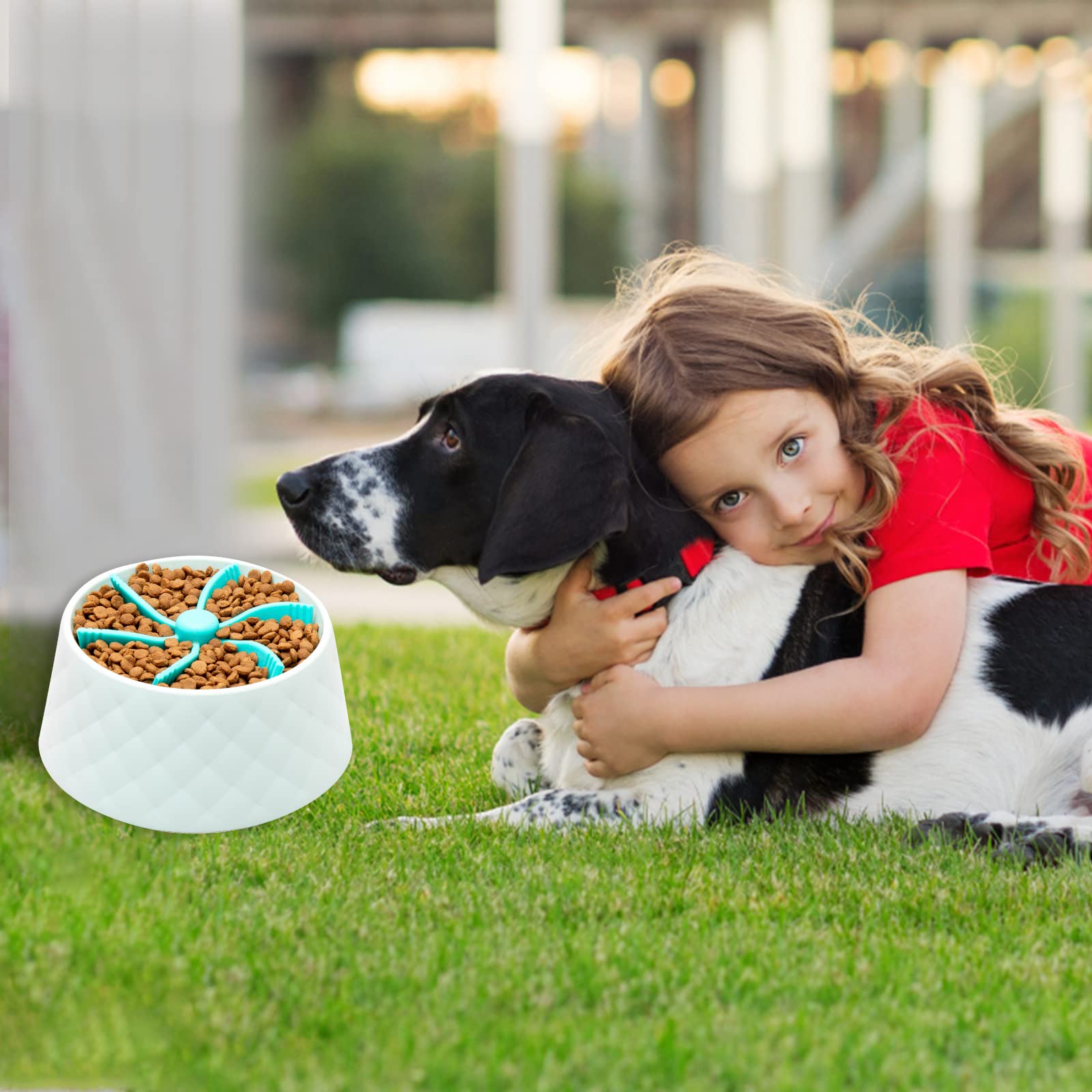 FeiouPJ Slow Feeder Dog Bowl Insert - 6.7 Inch Non-Slip Silicone Mat with 36 Strong Suction Cups - Perfect for Small, Medium & Large Dogs - Helps Prevent Bloat & Improve Digestion - Ideal for Elevated or Regular Dog Bowls - Great for Fast Eaters & Mealtime Enrichment