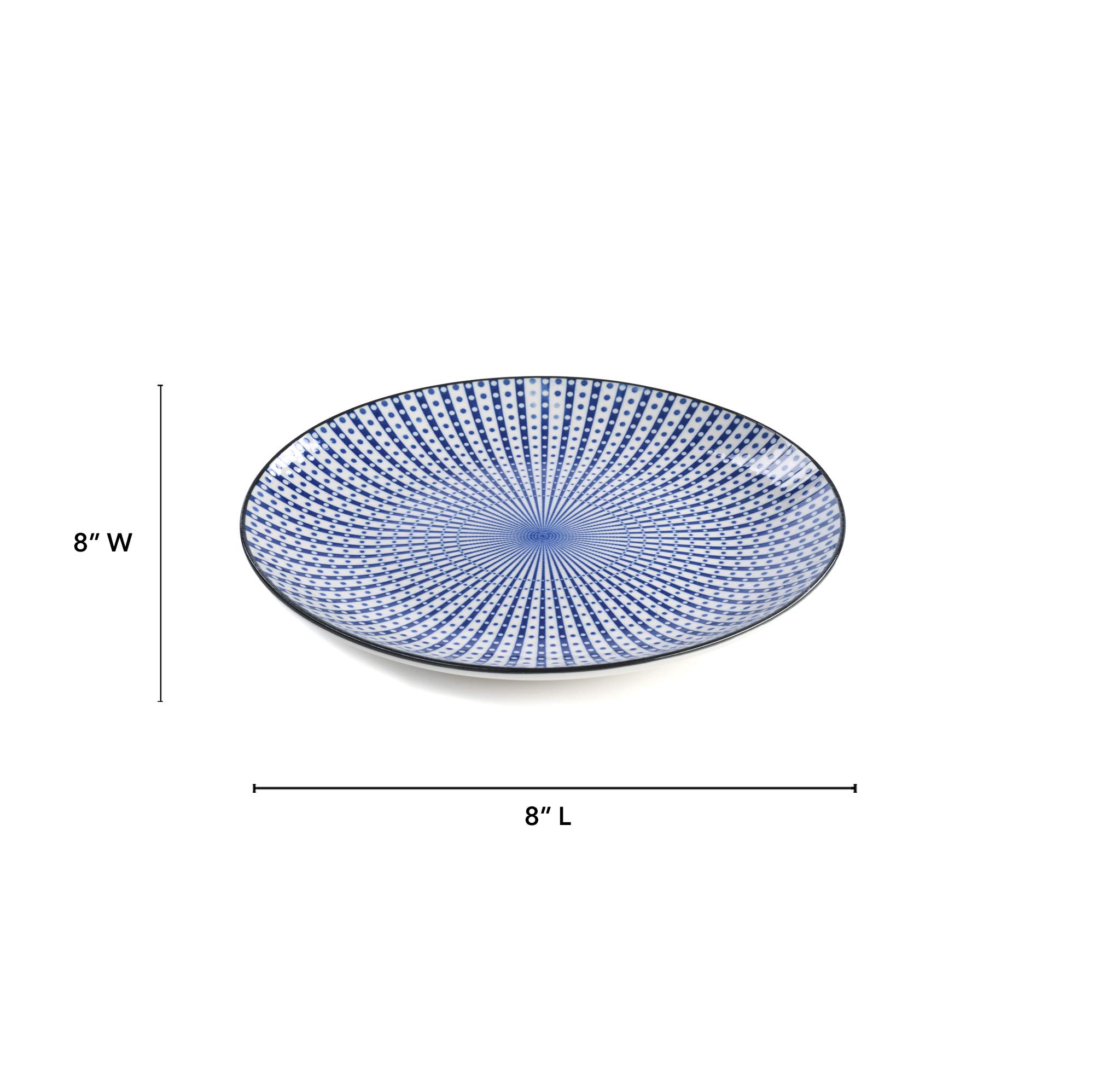 Fuji Ceramic Small Blue Salad Plates - Set of 4, Durable & Stylish Dinnerware for Everyday Meals, Parties & Home Decor | Perfect for Salads, Appetizers & Desserts