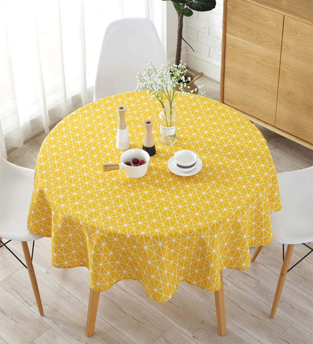 Meioro 39 Inch Round Tablecloth - Cotton Linen Blend Yellow Table Cover for Dining, Christmas & Holiday Decor | Perfect for Dinner Parties, Buffets & Special Occasions