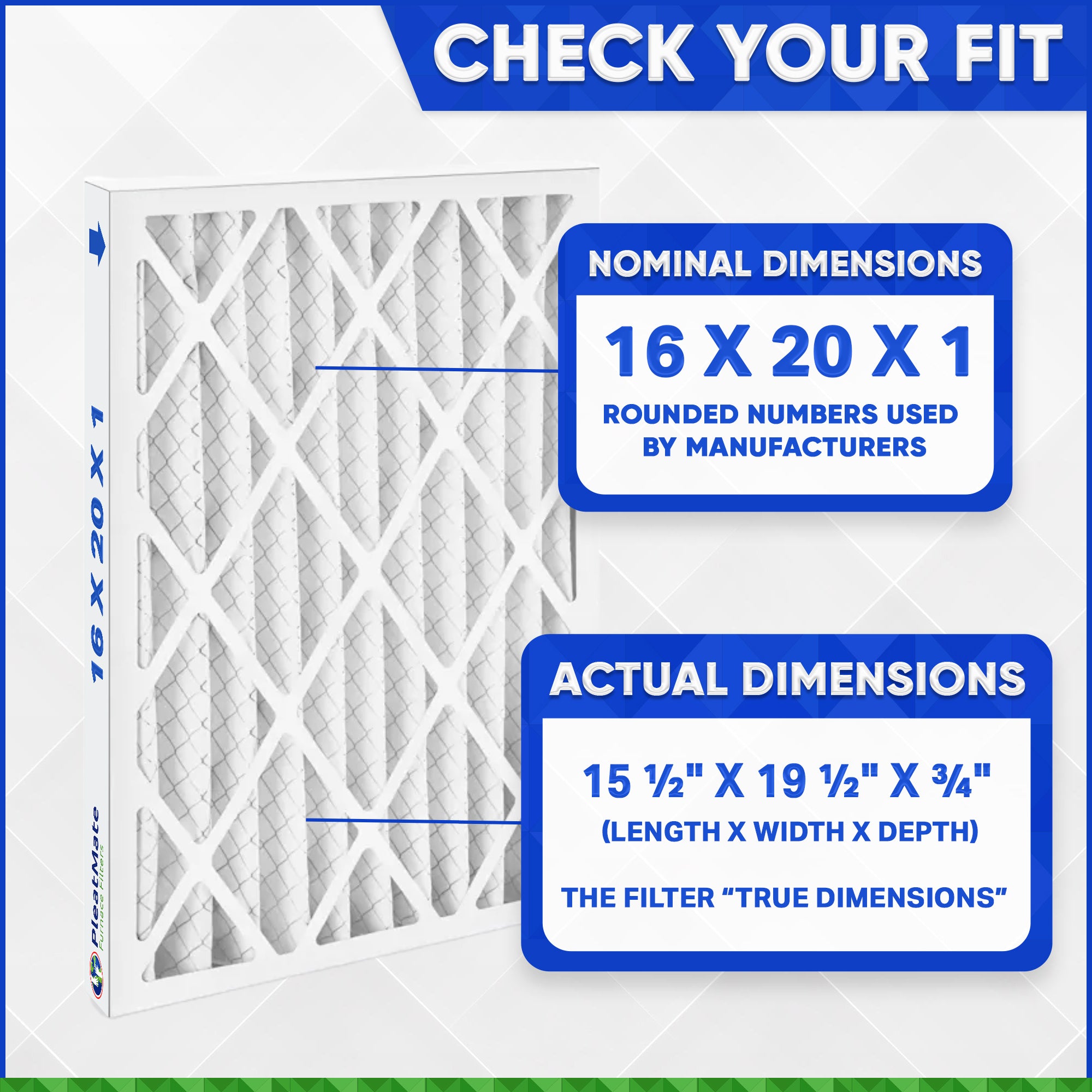 16x20x1 MERV 8 Pleated Air Filters - Case of 12 | High Efficiency Furnace & AC Filters for Home, Office & Commercial Use | Dust & Allergen Reduction