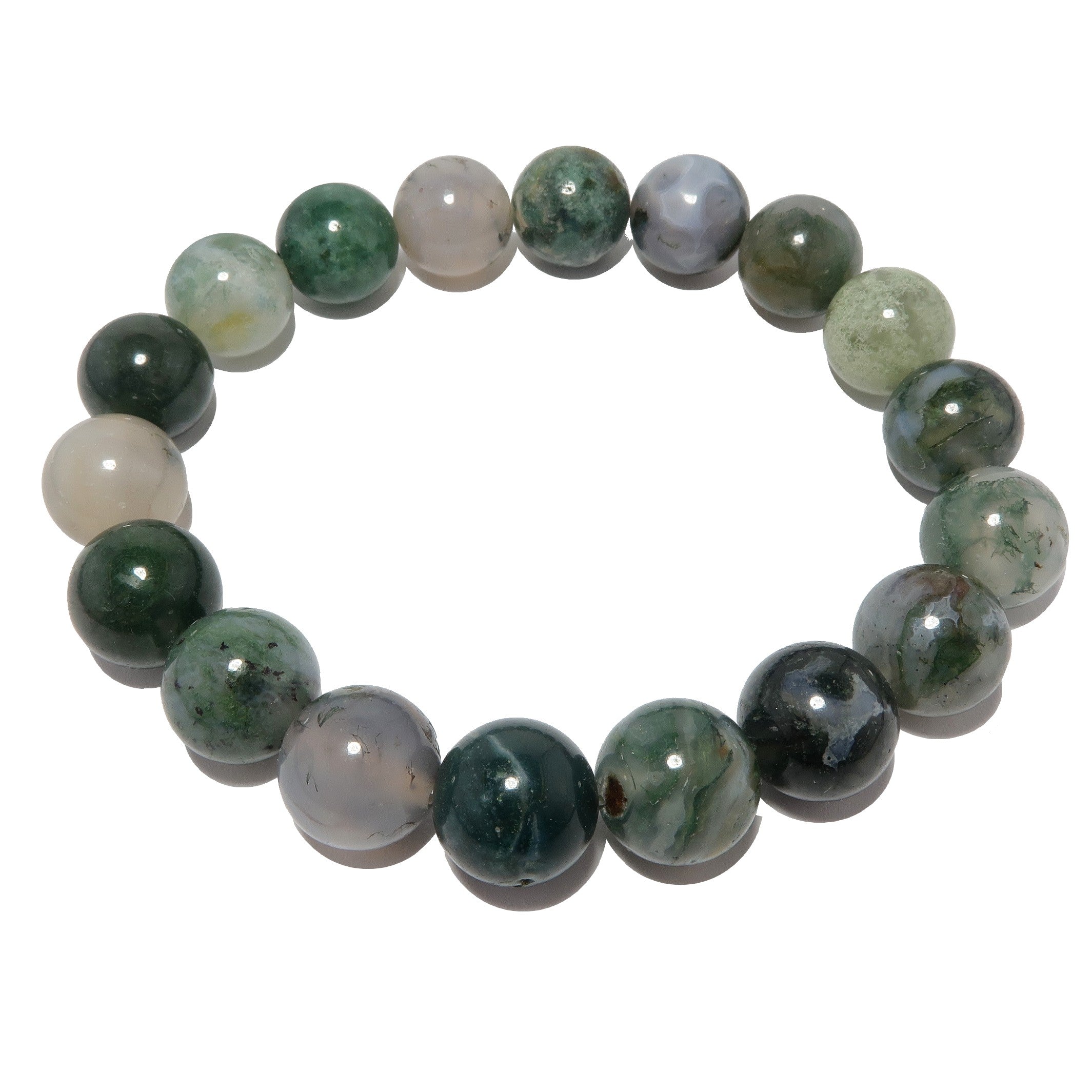 Natural Moss Agate Beaded Bracelet for Women - Healing Crystal Energy Jewelry for Balance & Growth - Perfect for Meditation, Yoga & Spiritual Healing