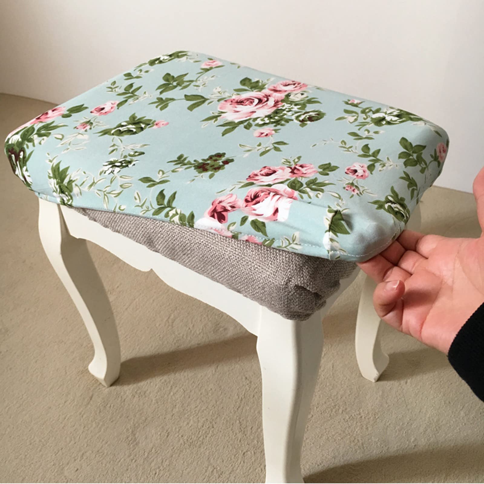 Elastic Rectangle Bar Stool Covers - Vanity & Counter Stool Seat Cushion Covers for Square Foot Stools, Dressing Chairs & Saddle Seats - Perfect for Home, Kitchen, Bar & Salon Decor