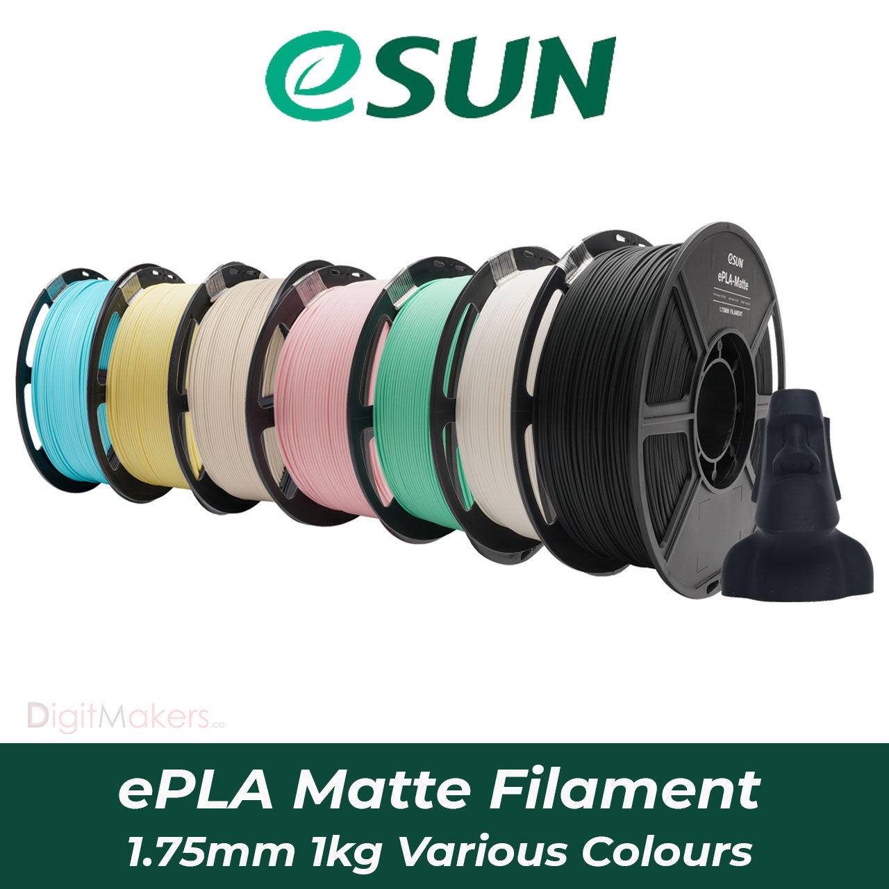 eSUN ePLA Matte 3D Printer Filament 1.75mm 1kg Spool - Premium PLA Filament for Smooth Printing, Ideal for Cosplay Props, Home Decor & DIY Projects
