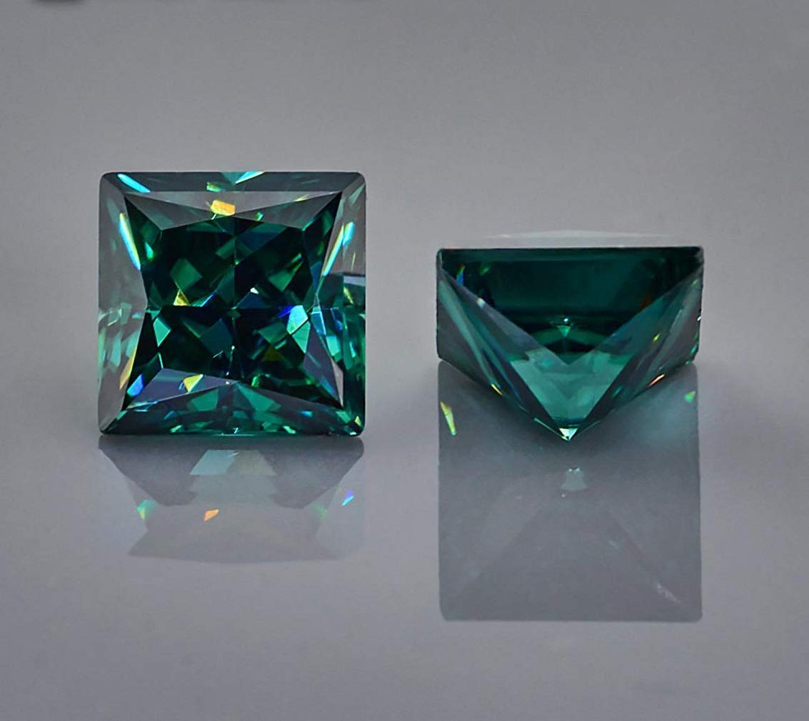 15.0CT Loose Green Moissanite Stone - VVS1 Clarity Princess Cut Brilliant Gemstone for Vintage Rings, Jewelry, Pendants, Earrings & Necklaces | Perfect for Engagement Rings, Wedding Bands & Luxury Watches
