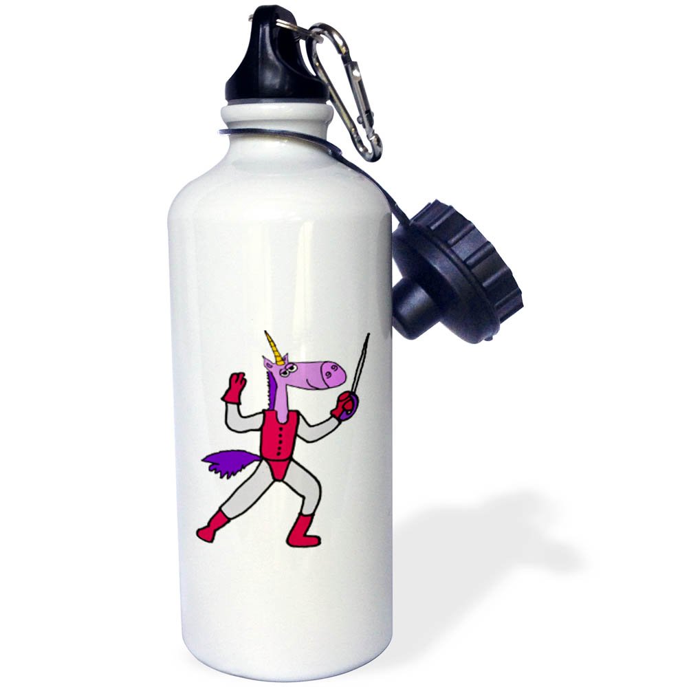 3D Cute Funny Purple Unicorn Fencing Cartoon Straw Water Bottle - Reusable BPA-Free Sports Water Bottle for Kids, Gym, School & Outdoor Activities