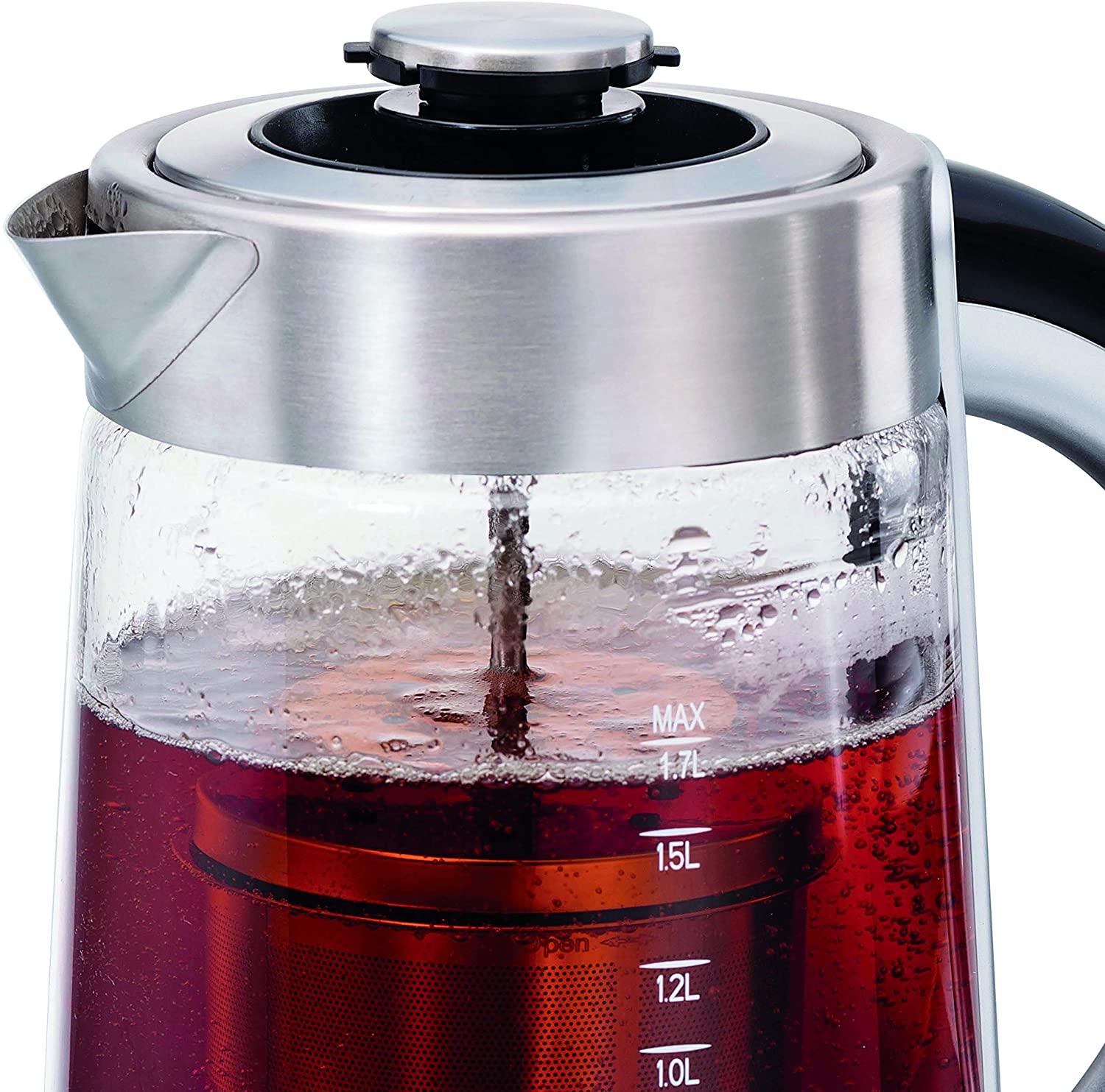 Hamilton Beach 40868C Glass Electric Kettle with Removable Tea Infuser - Perfect for Home, Office & Tea Lovers - Fast Boiling & Easy Clean