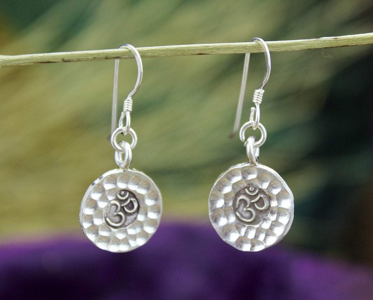 Handmade Hammered Silver Om Symbol Earrings for Women - Boho Chic Spiritual Jewelry - Perfect for Yoga, Meditation & Everyday Wear