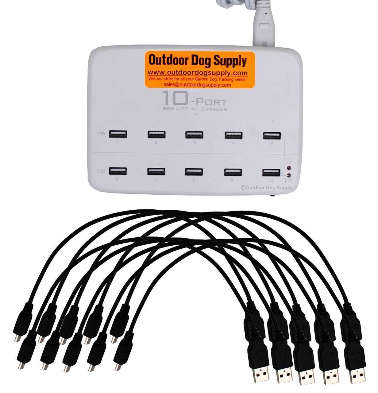 10-Port Multi Charger for Garmin Alpha & Astro GPS Collars & Handhelds - Fast Charging Station with 10 Cables - Perfect for Hunting, Dog Training & Outdoor Adventures