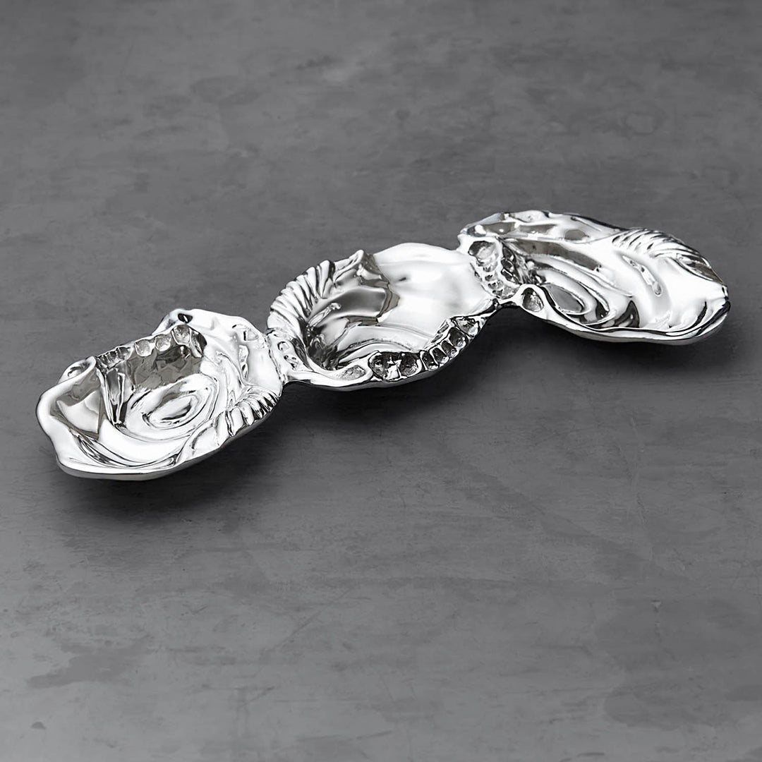 Beatriz Ball OCEAN Triple Oyster Dip Bowl - Elegant Glass Serving Dish for Seafood, Appetizers & Entertaining - Perfect for Parties, Weddings & Home Decor