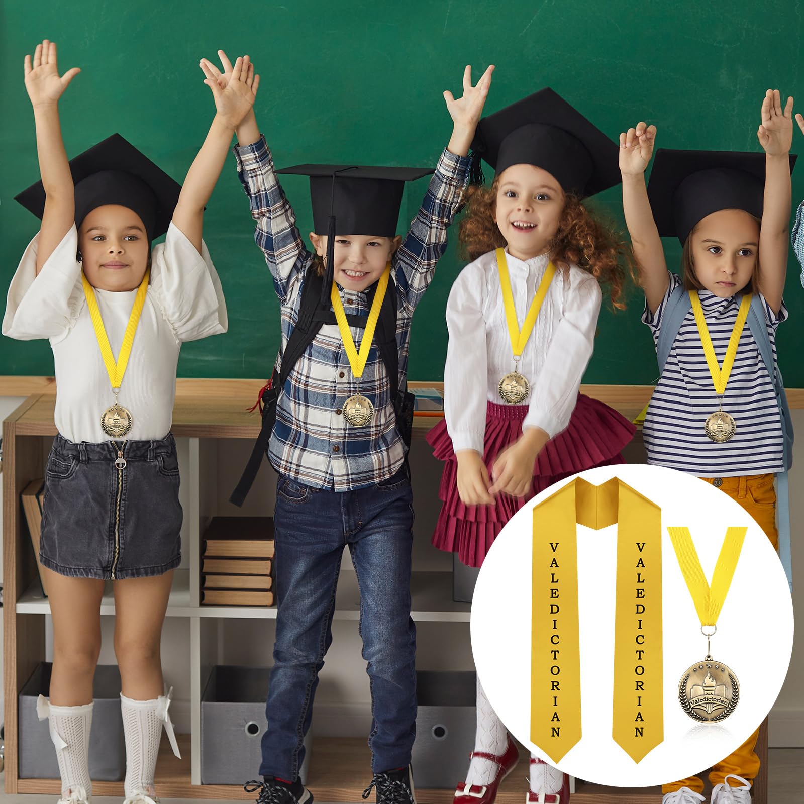 Remuuly 2-Pack Graduation Award Medals with 60-Inch Stoles - Commencement Honor Set for High School & College Graduates - Perfect for Graduation Ceremonies, Award Presentations & Academic Celebrations
