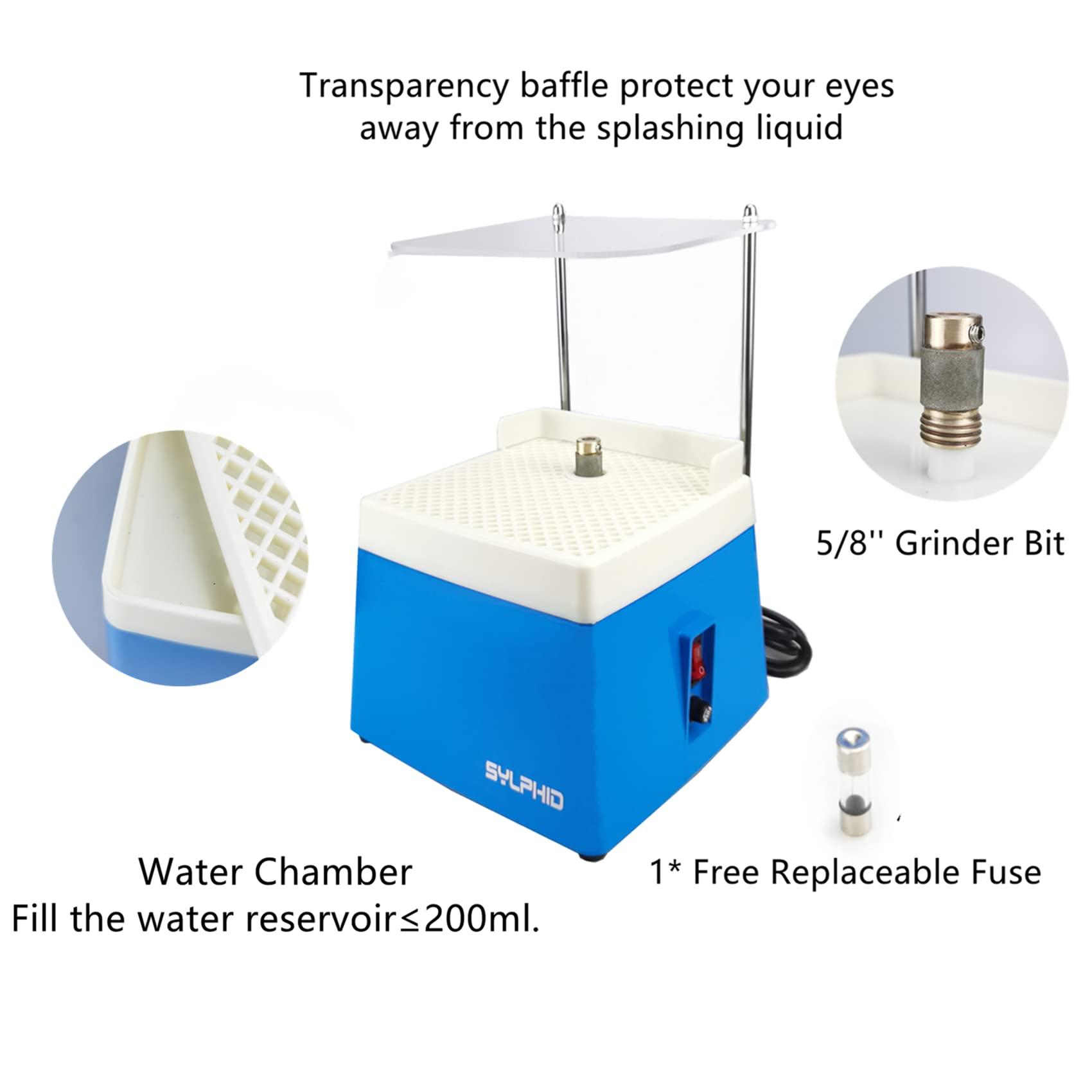 SYLPHID 110V Portable Mini Glass Grinder with Stand - Diamond & Ceramic Shell Art DIY Tool Kit, Includes Free 5/8
