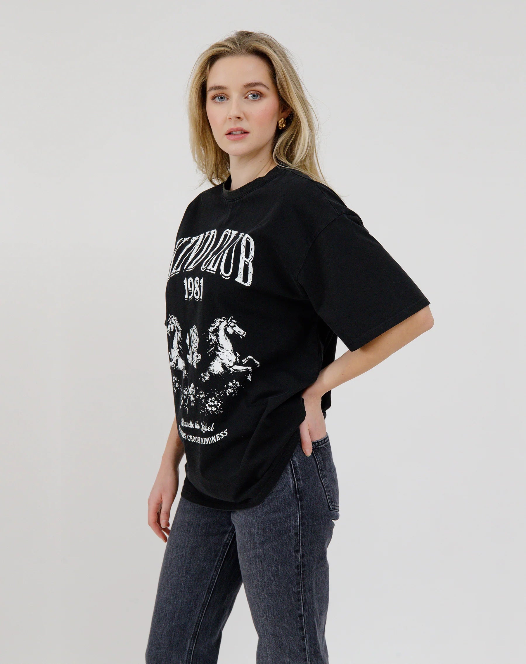 Brunette the Label Kind Club Tee - Soft Cotton Women's T-Shirt for Casual Wear & Everyday Comfort | Perfect for Outings, Lounging & Street Style