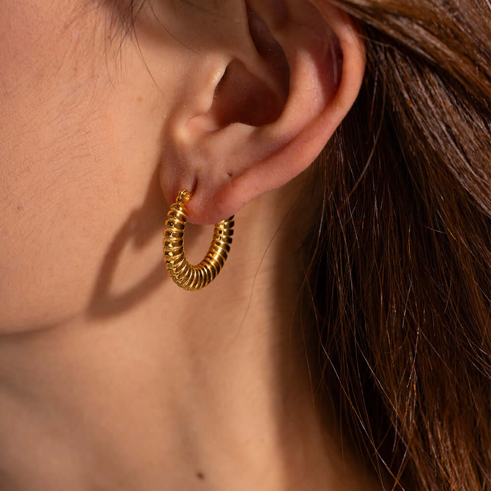 Minimalist 18K Gold Plated Hoop Earrings for Women - Classic Small Gold Hoops for Everyday Wear | JDEW018 | Perfect for Office, Date Night & Casual Outfits