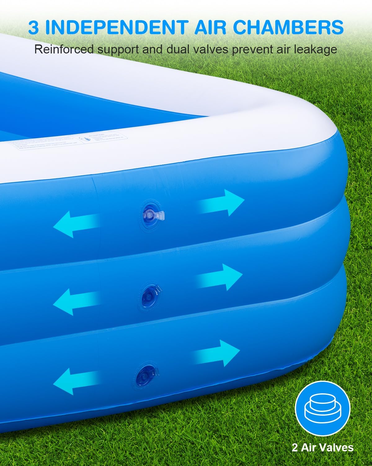 Large Inflatable Swimming Pool for Kids & Adults, 130
