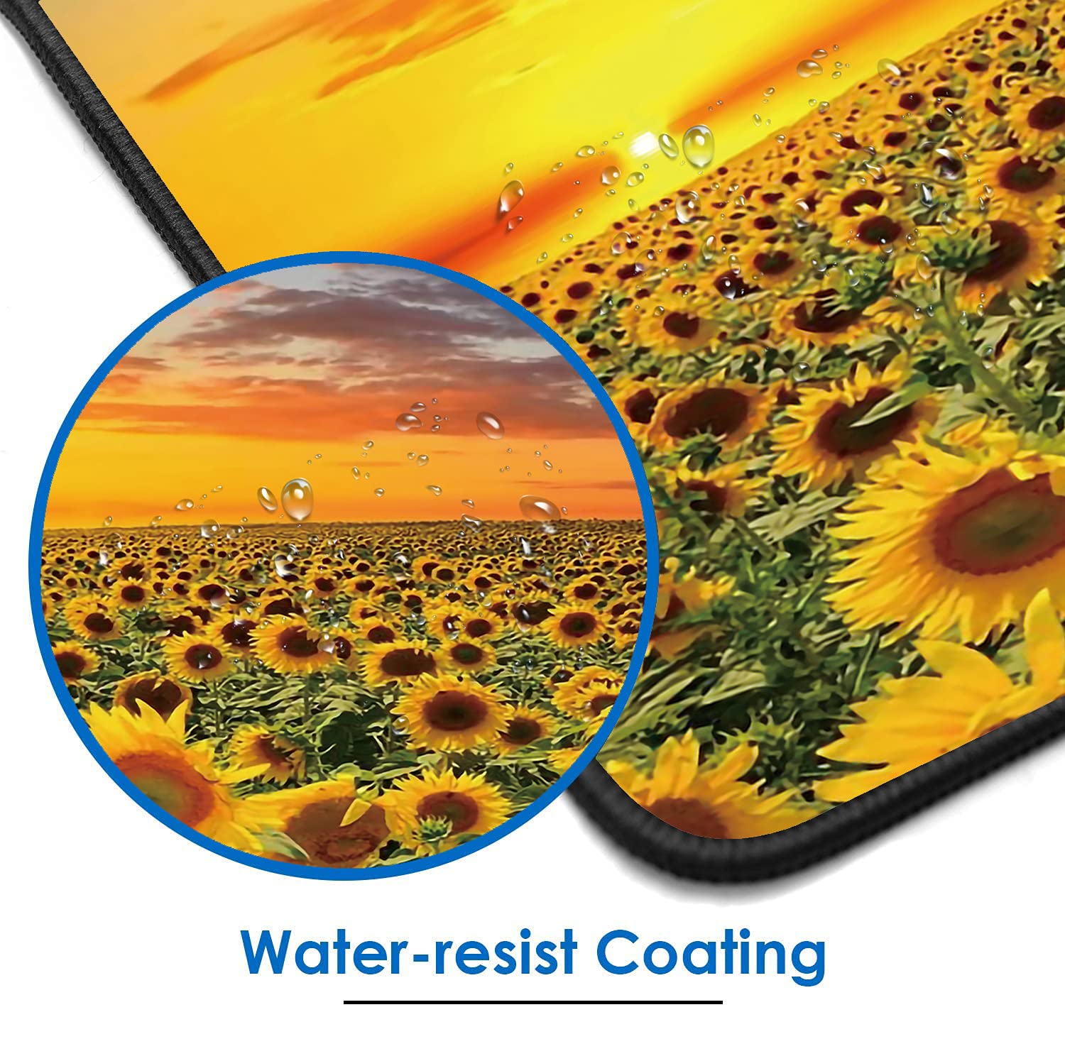 Extra Large Gaming Mouse Pad with Non-Slip Rubber Base - XXL Extended Keyboard Mouse Mat for PC, Laptop, Office & Study - Includes Free Cup Coaster - Sunflower Design for Gamers & Professionals (Perfect for Esports, Work & Home Office Setup)