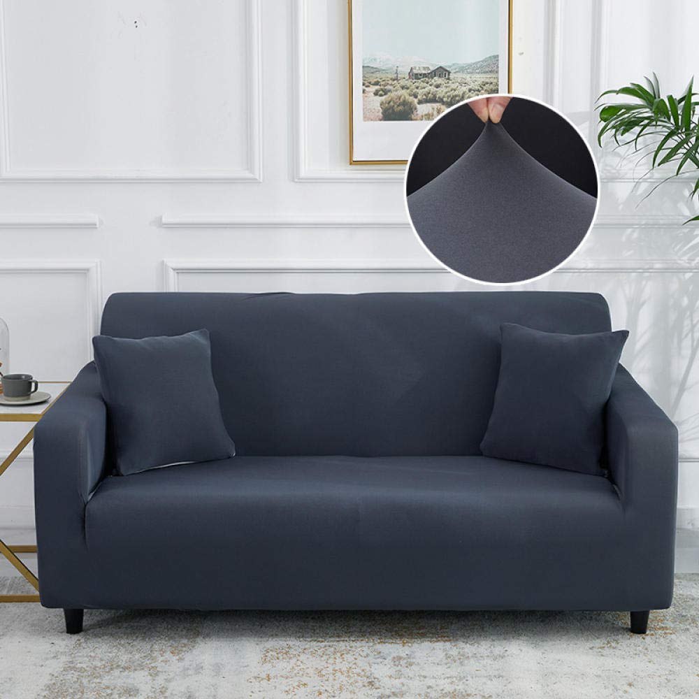 Elastic Geometric Sofa Cover Slipcover for Living Room - Navy Blue L-Shaped Chaise Longue Couch Protector (235-300cm) - Pet-Friendly Furniture Protector for Sectional Sofas