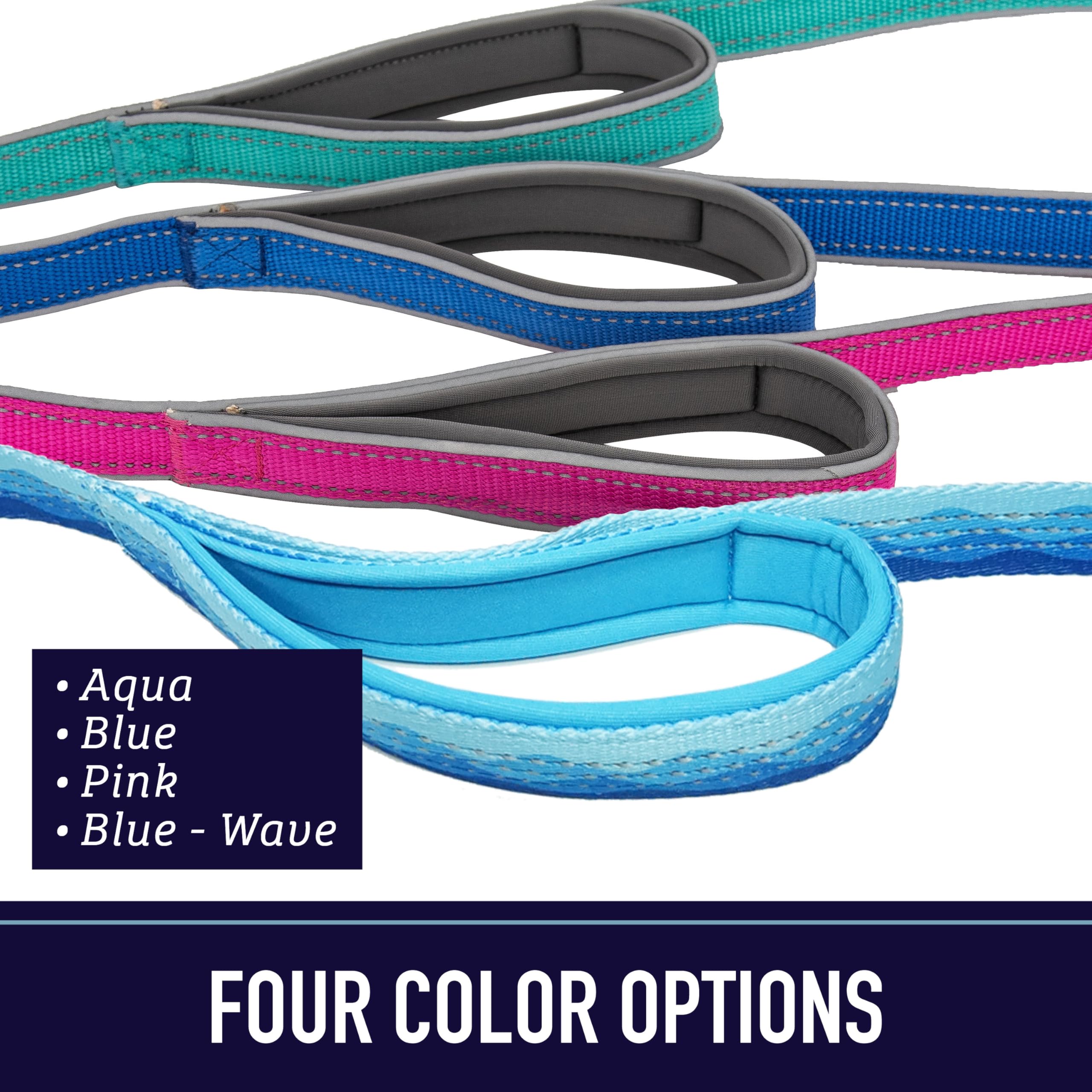 Leash Boss Double Handle Reflective Dog Leash - 6FT Strong Padded Leash for Large & Medium Pulling Dogs (Purple/Pink Space Pattern) - Perfect for Night Walks, Training & Active Dogs