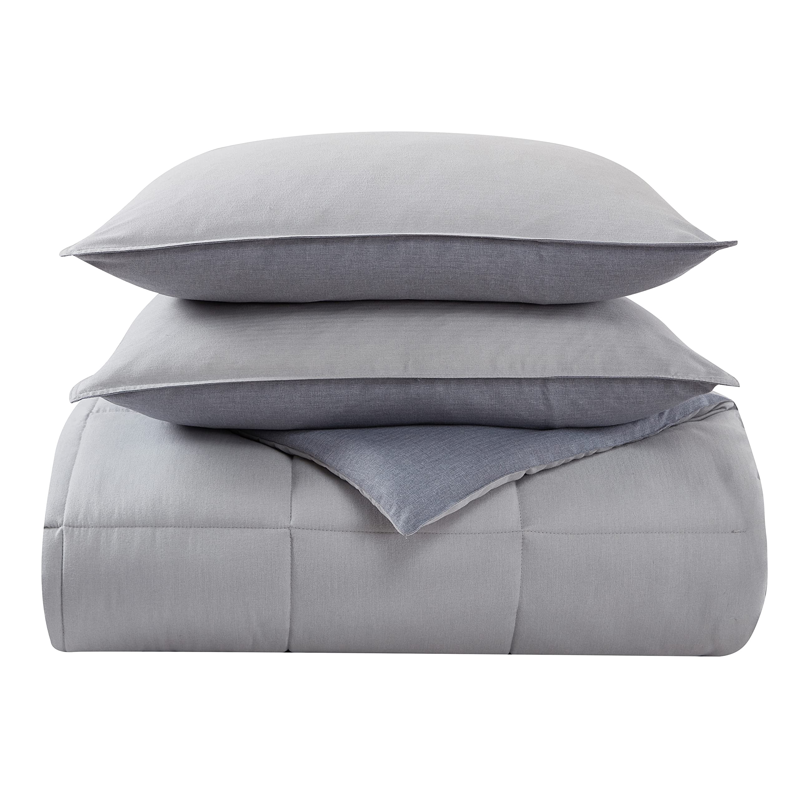 Eddie Bauer Twin Comforter Set - Reversible Soft Bedding with Matching Sham, Wrinkle Resistant Herringbone Light Blue/Grey - Perfect for Kids' Rooms, Guest Beds & Cozy Dorm Decor